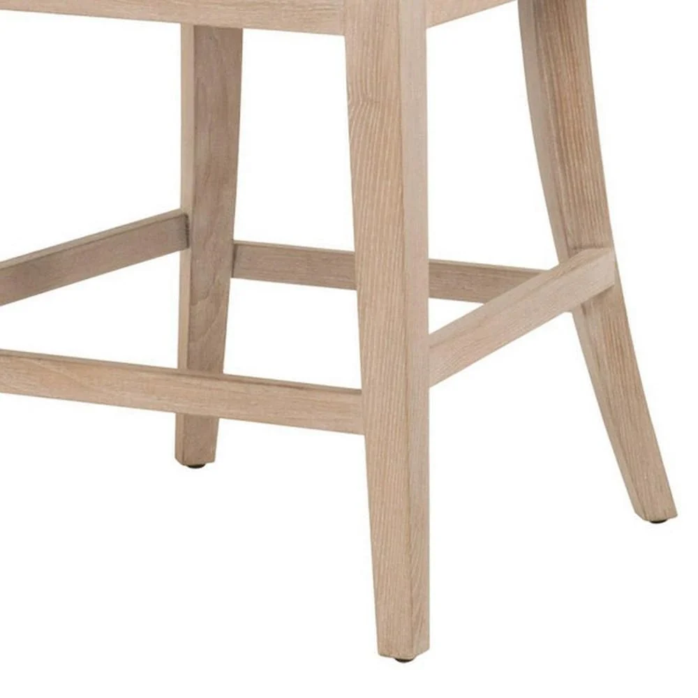 Benzara 26.5 Inches Fabric Padded Swivel Counter Stool, White BM233010 - Image 4