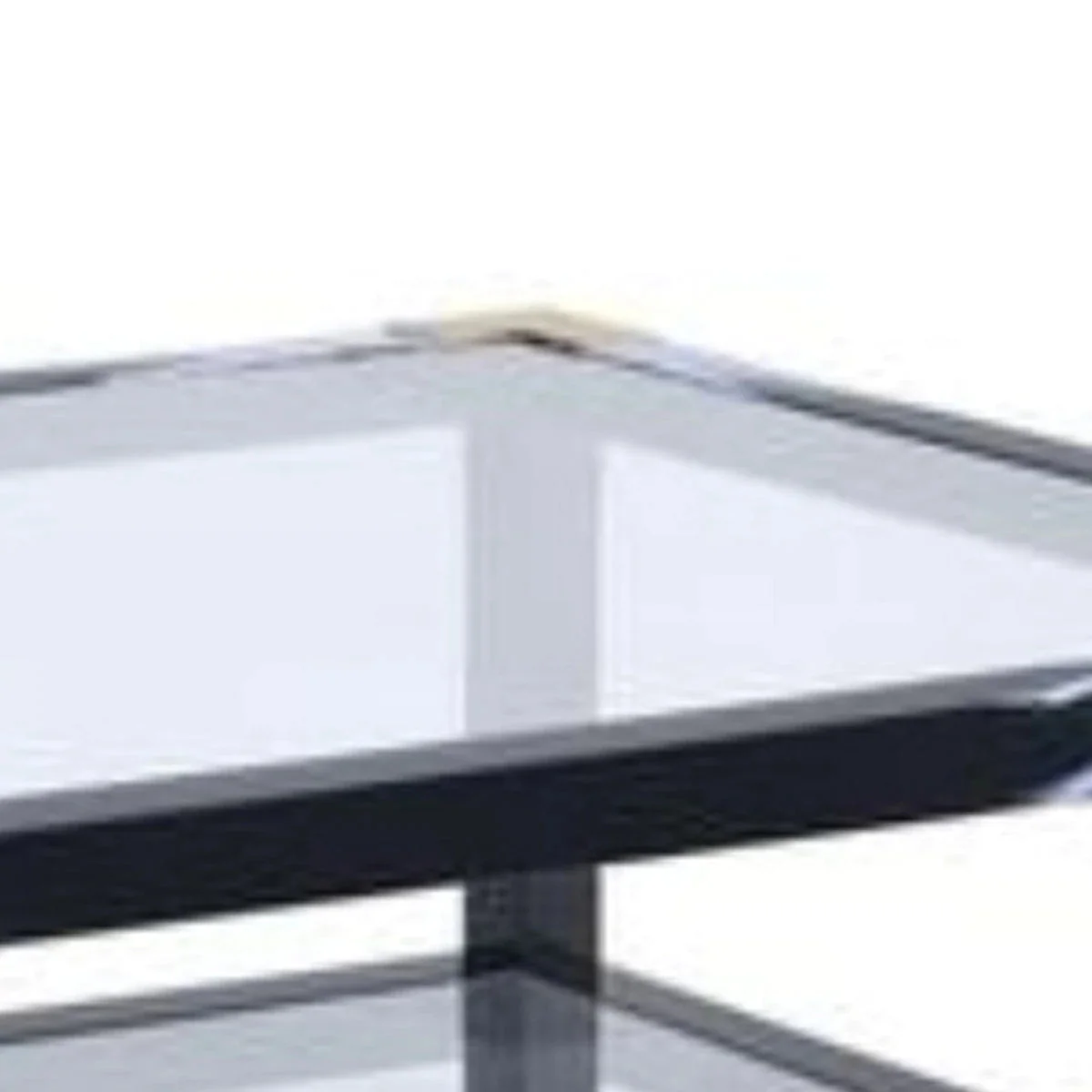 Benzara 34 Inch Glass Top Rectangular Metal Coffee Table, Black BM186275 - Image 4