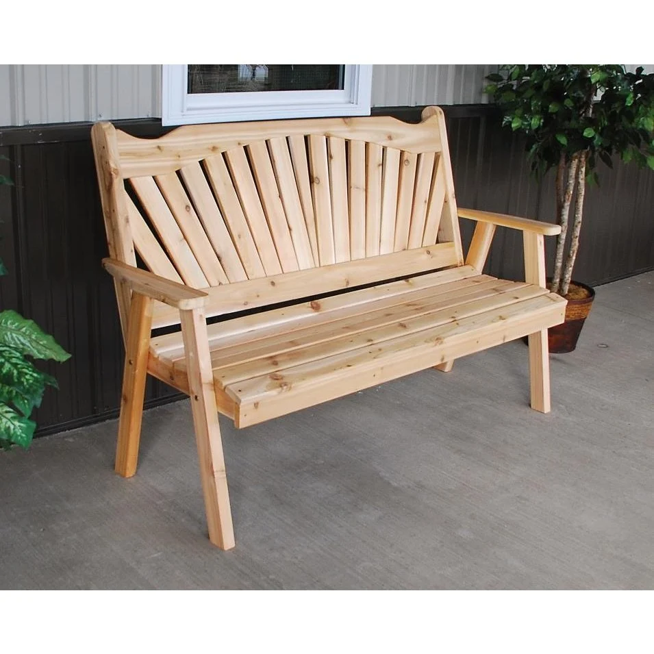 A & L Furniture Cedar Fanback Garden Bench - Image 2