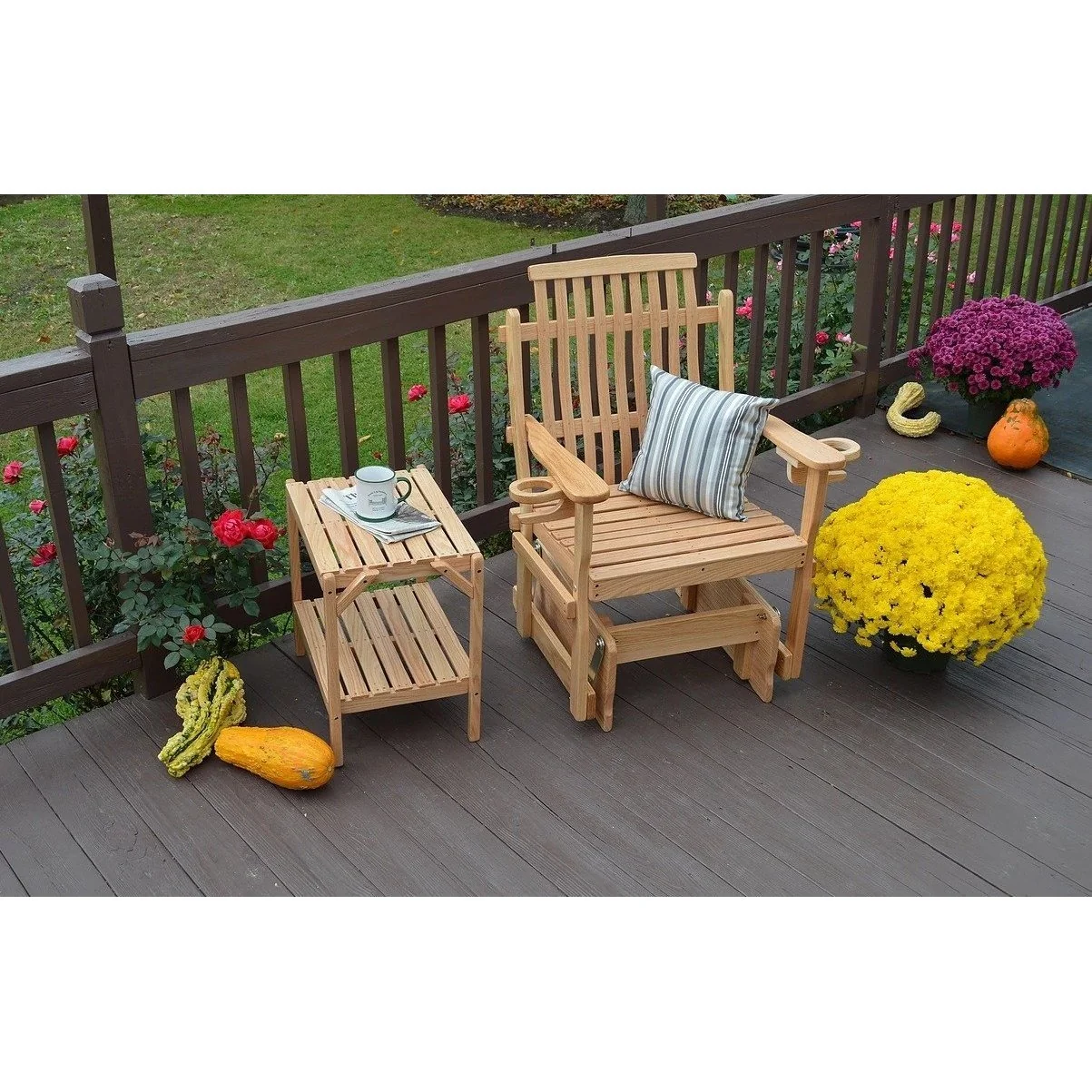 A & L Furniture Handcrafted Amish Bent Oak Glider Chair - Image 7