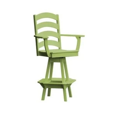 A & L Furniture Ladderback Swivel Bar Chair w/ Arms - Image 10