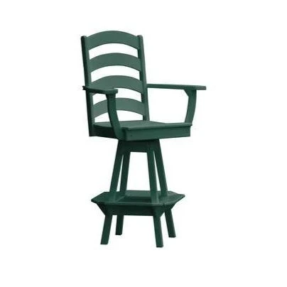 A & L Furniture Ladderback Swivel Bar Chair w/ Arms - Image 11