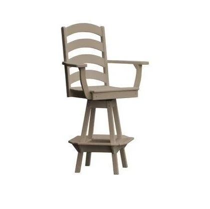 A & L Furniture Ladderback Swivel Bar Chair w/ Arms - Image 6