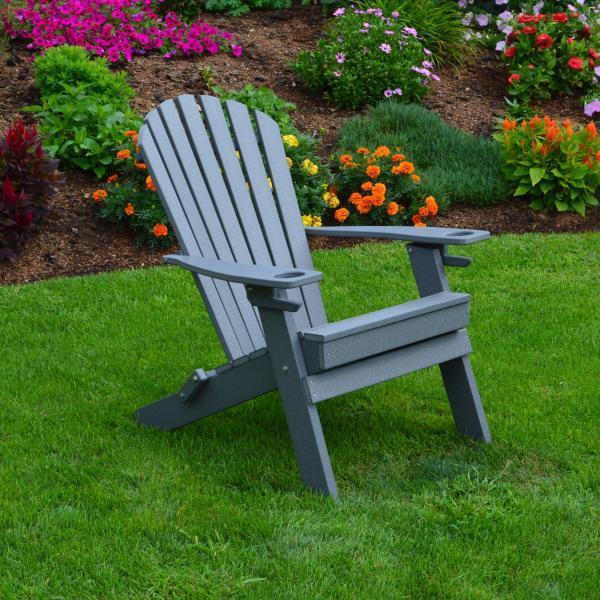 A & L Furniture Poly Folding Adirondack Chair w/2 Cupholders - Image 12