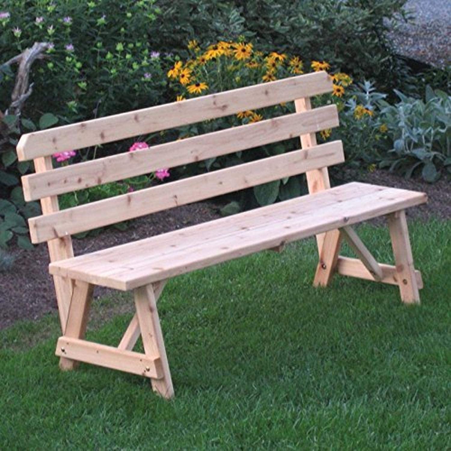 A & L Furniture Traditional Cedar Backed Bench Only - Image 2