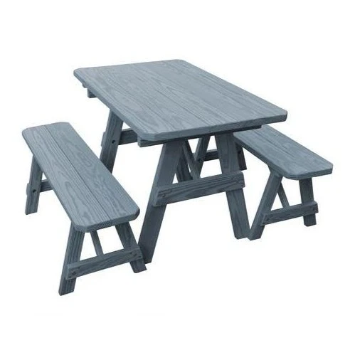 A & L Furniture Traditional Table w/2 Benches - Specify for FREE 2" Umbrella Hole - Image 3