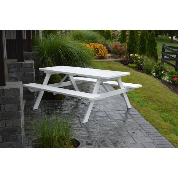 A & L Furniture Yellow Pine Picnic Table With Attached Benches Black - Image 7