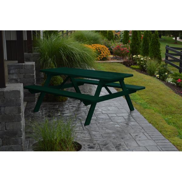 A & L Furniture Yellow Pine Picnic Table With Attached Benches Unfinished - Image 9