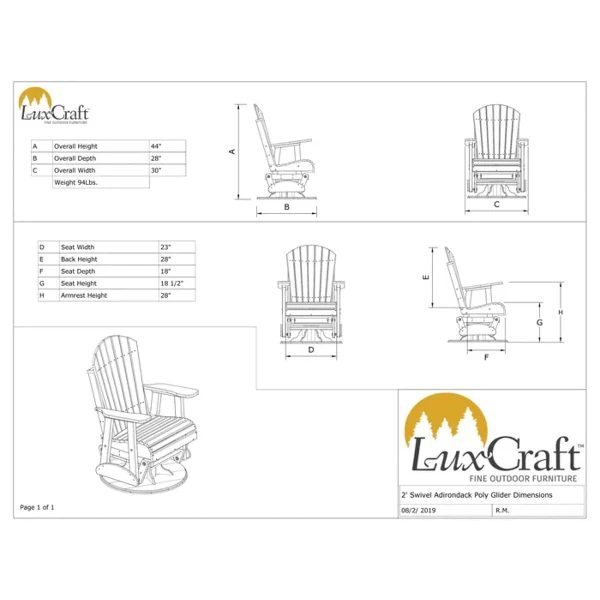LuxCraft 2' Adirondack Swivel Glider Chair - Image 2