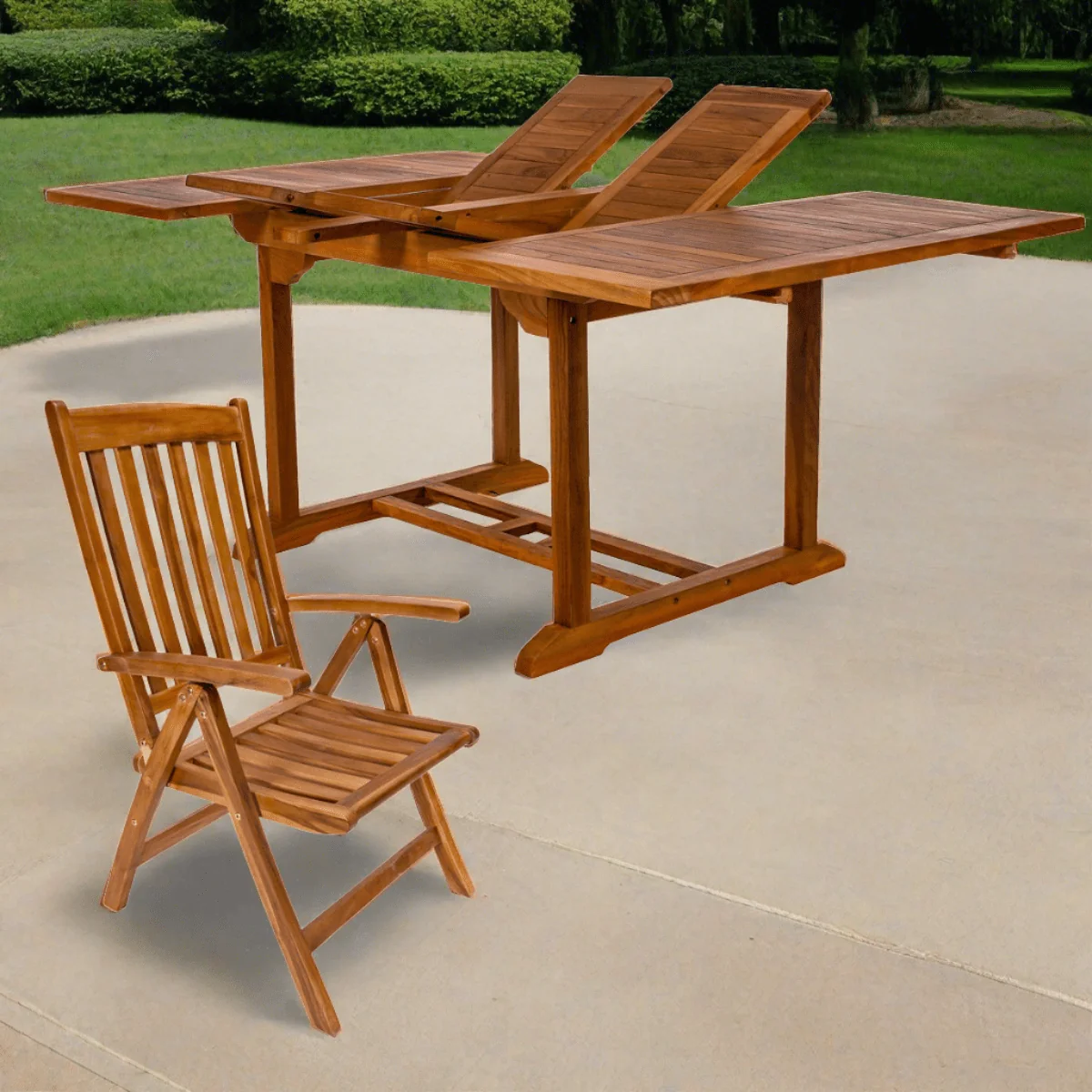 All Things Cedar 5-Piece Butterfly Extension Table Folding Arm Set TD72-44