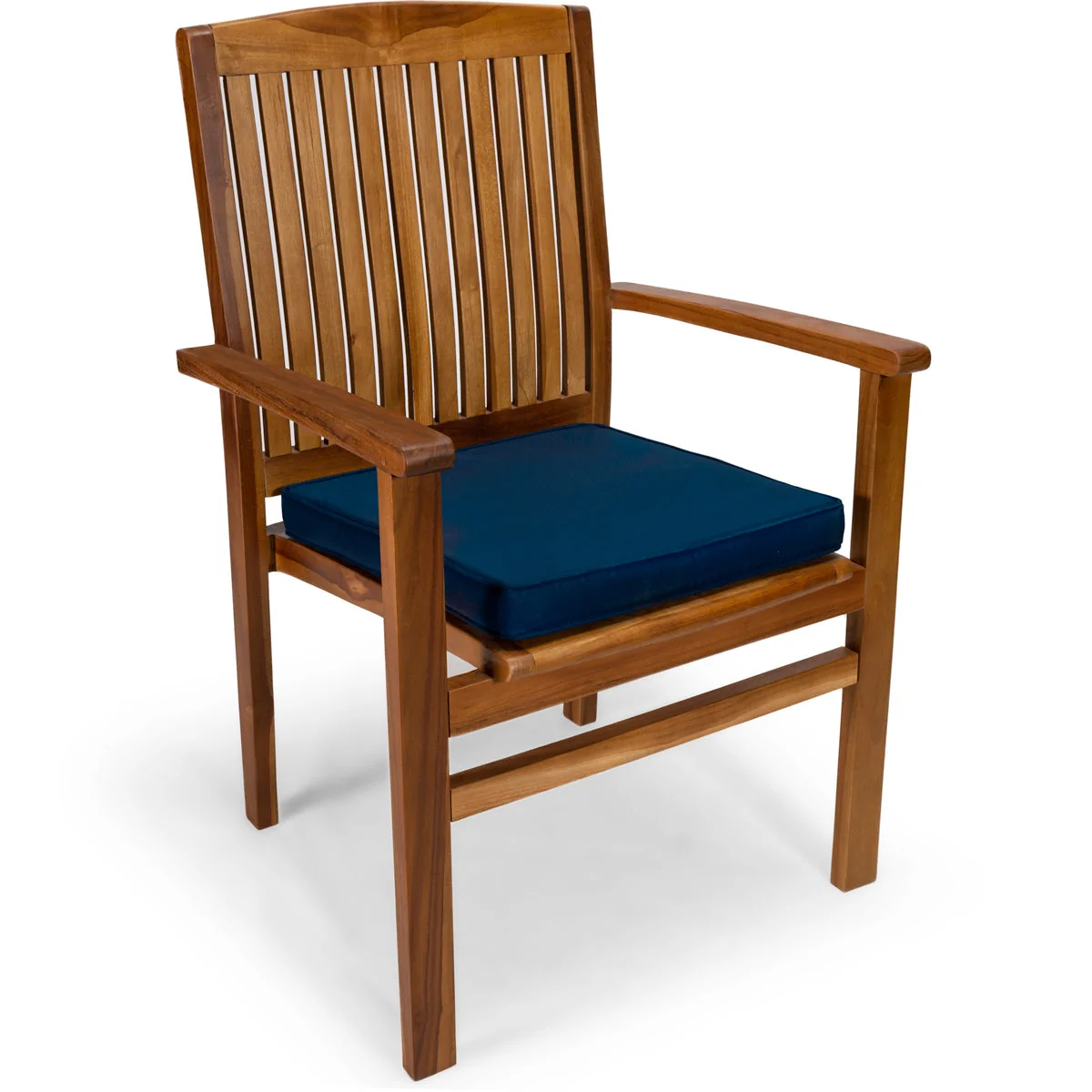 All Things Cedar 5-Piece Butterfly Extension Table Stacking Chair Set with Blue Cushions TD72-24-B - Image 4