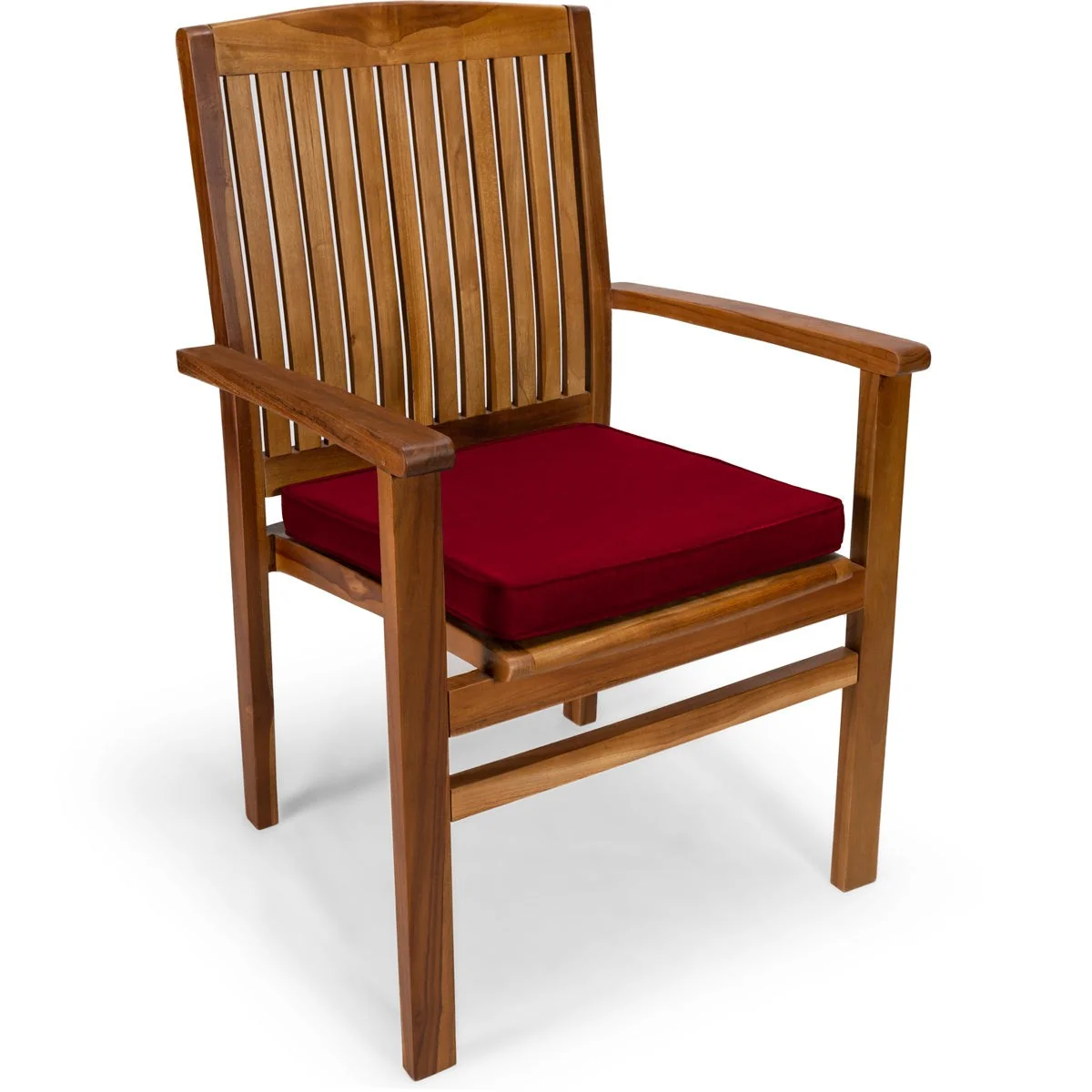 All Things Cedar 5-Piece Butterfly Extension Table Stacking Chair Set with Red Cushions TD72-24-R - Image 4