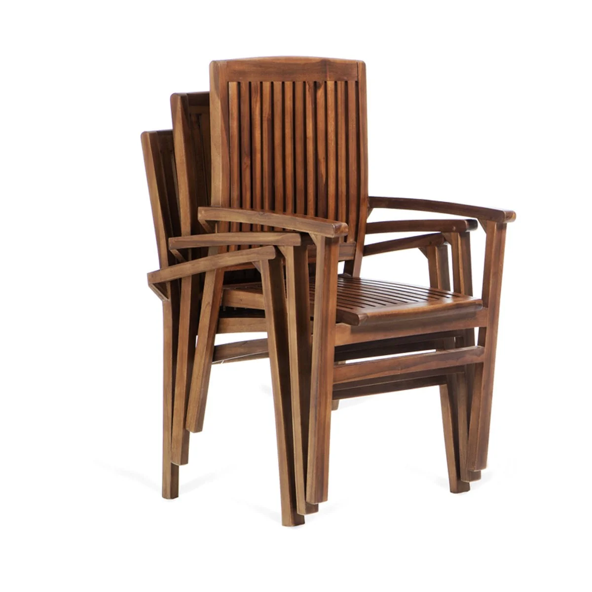 All Things Cedar 5-Piece Oval Extension Table Stacking Chair Set with Royal White Cushions TE70-24-RW - Image 8