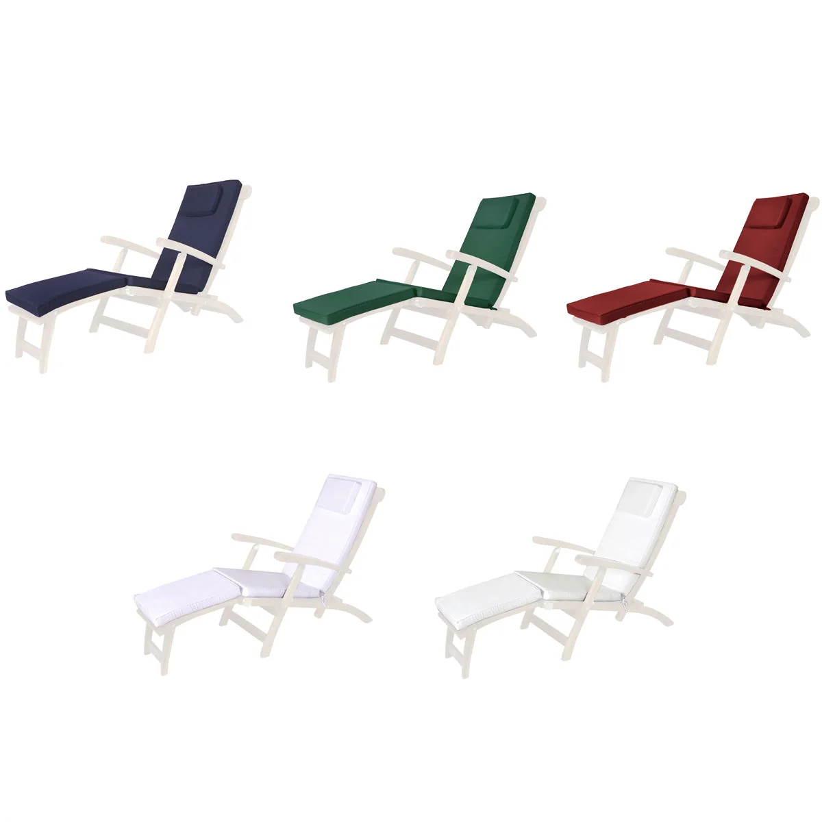 All Things Cedar 5-Position Steamer Chair with Blue Cushions TF53-B - Image 5