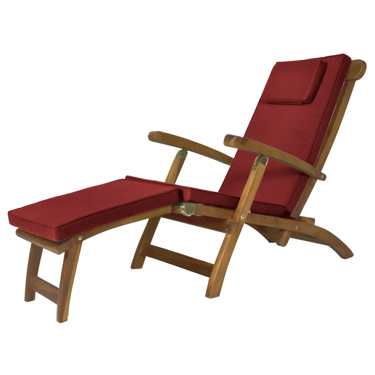 All Things Cedar 5-Position Steamer Chair with Red Cushions TF53-R - Image 2