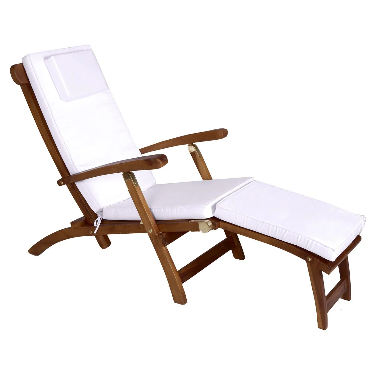 All Things Cedar 5-Position Steamer Chair with Royal White Cushions TF53-RW - Image 2