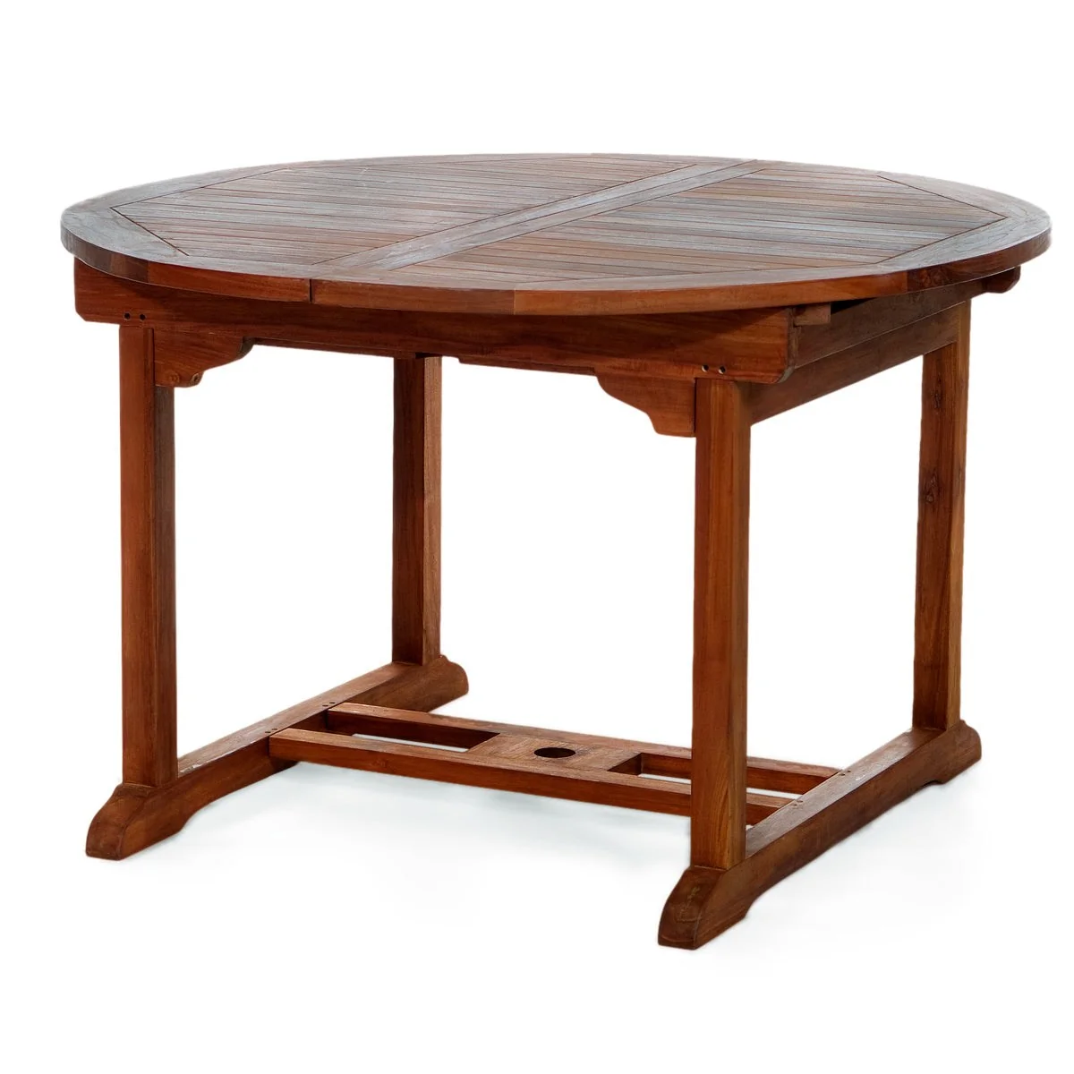 All Things Cedar 7-Piece Oval Extension Table Folding Chair Set with Red Cushions TE70-22-R - Image 3