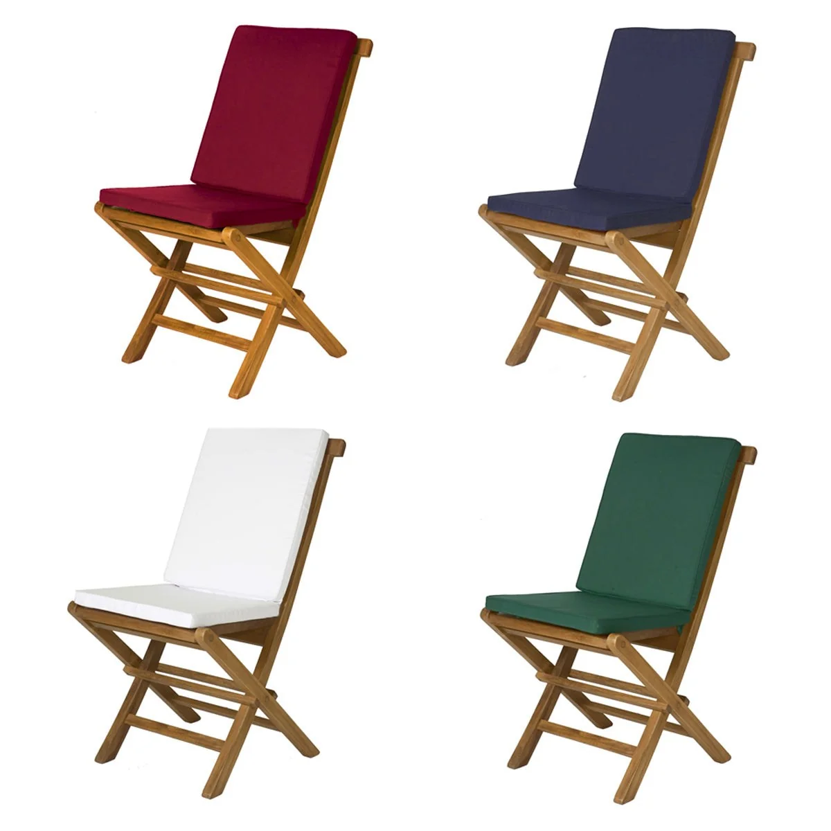 All Things Cedar 7-Piece Oval Extension Table Folding Chair Set with Red Cushions TE70-22-R - Image 6