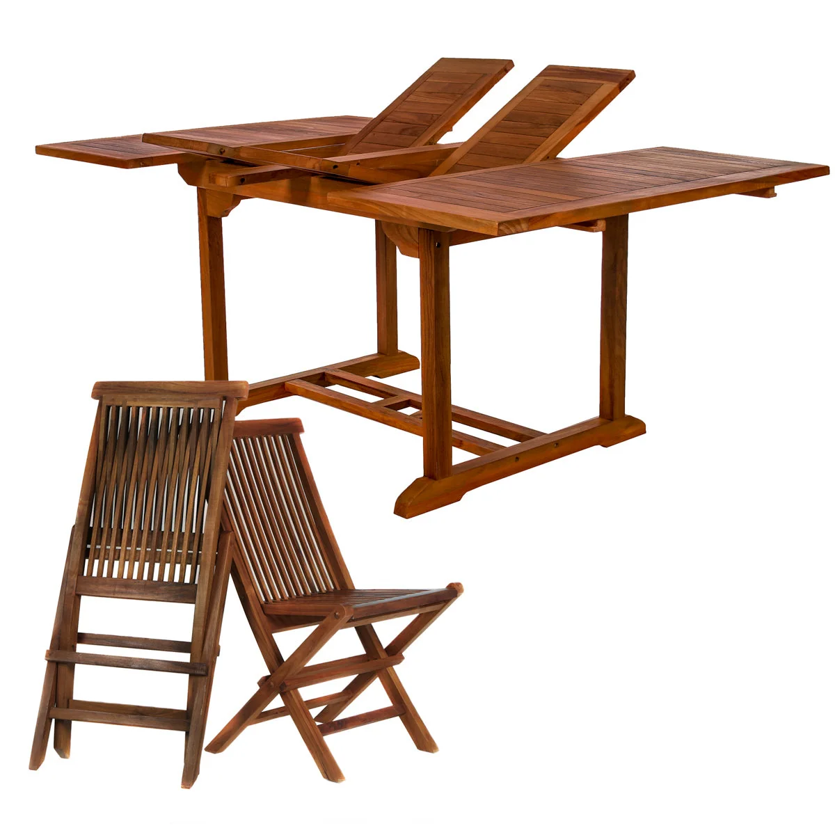 All Things Cedar 9-Piece Butterfly Extension Table Folding Chair Set TD72-22 - Image 2