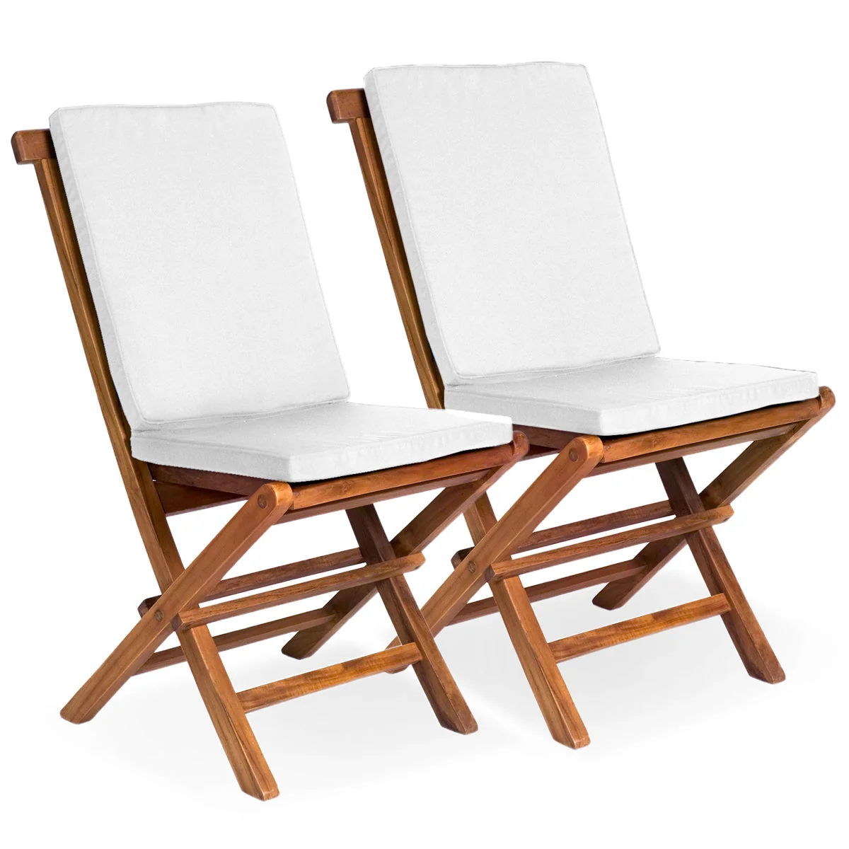 All Things Cedar Folding Chair Set with White Cushions TF22-2-W - Image 2