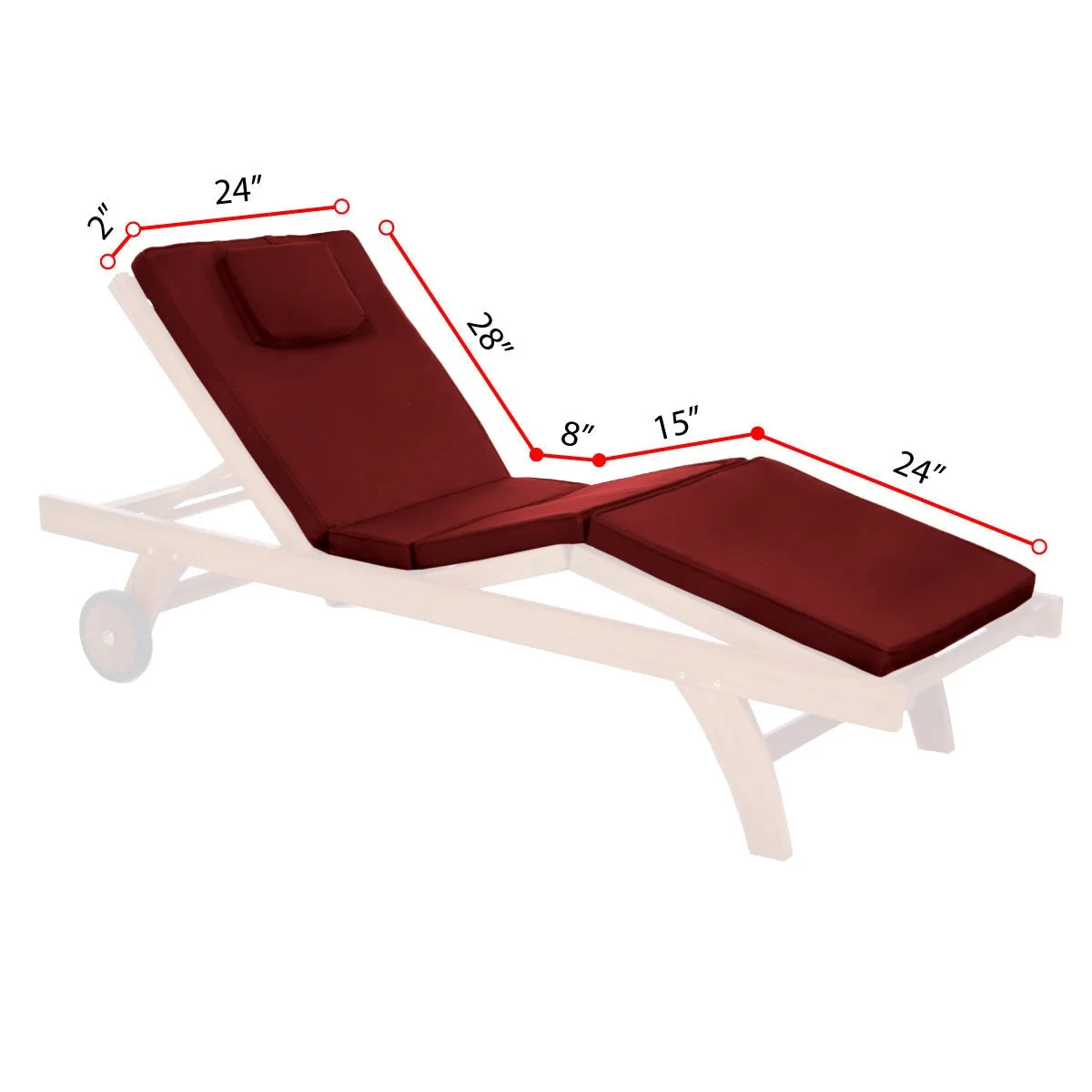 All Things Cedar Red Chaise Lounger Cushion TC70-R - Image 4