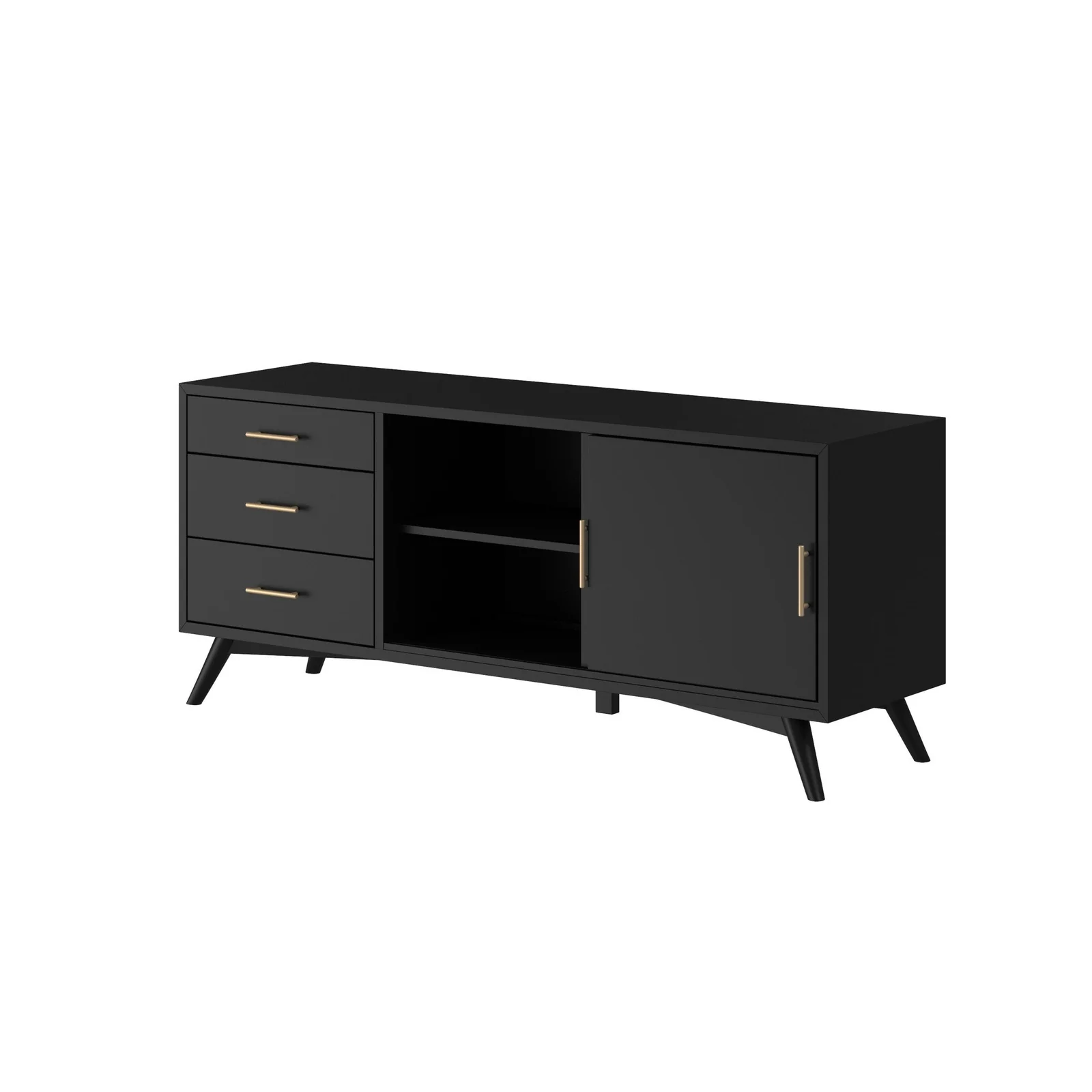 Alpine Furniture Flynn Large TV Console, Black 966BLK-10 - Image 3