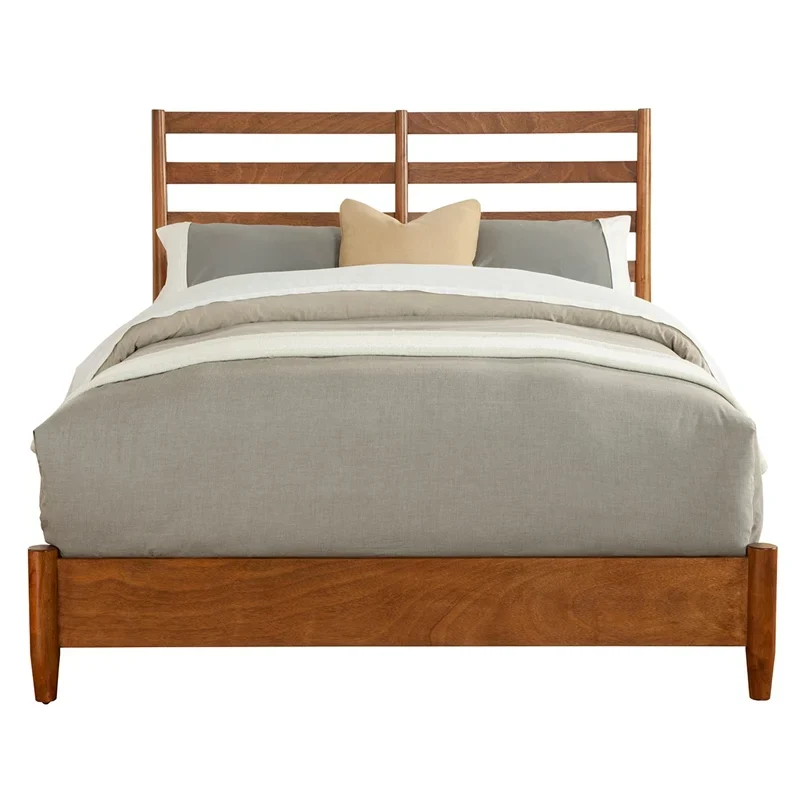 Alpine Furniture Flynn Retro California King Bed w/Slat Back Headboard, Acorn 1066-27CK - Image 2