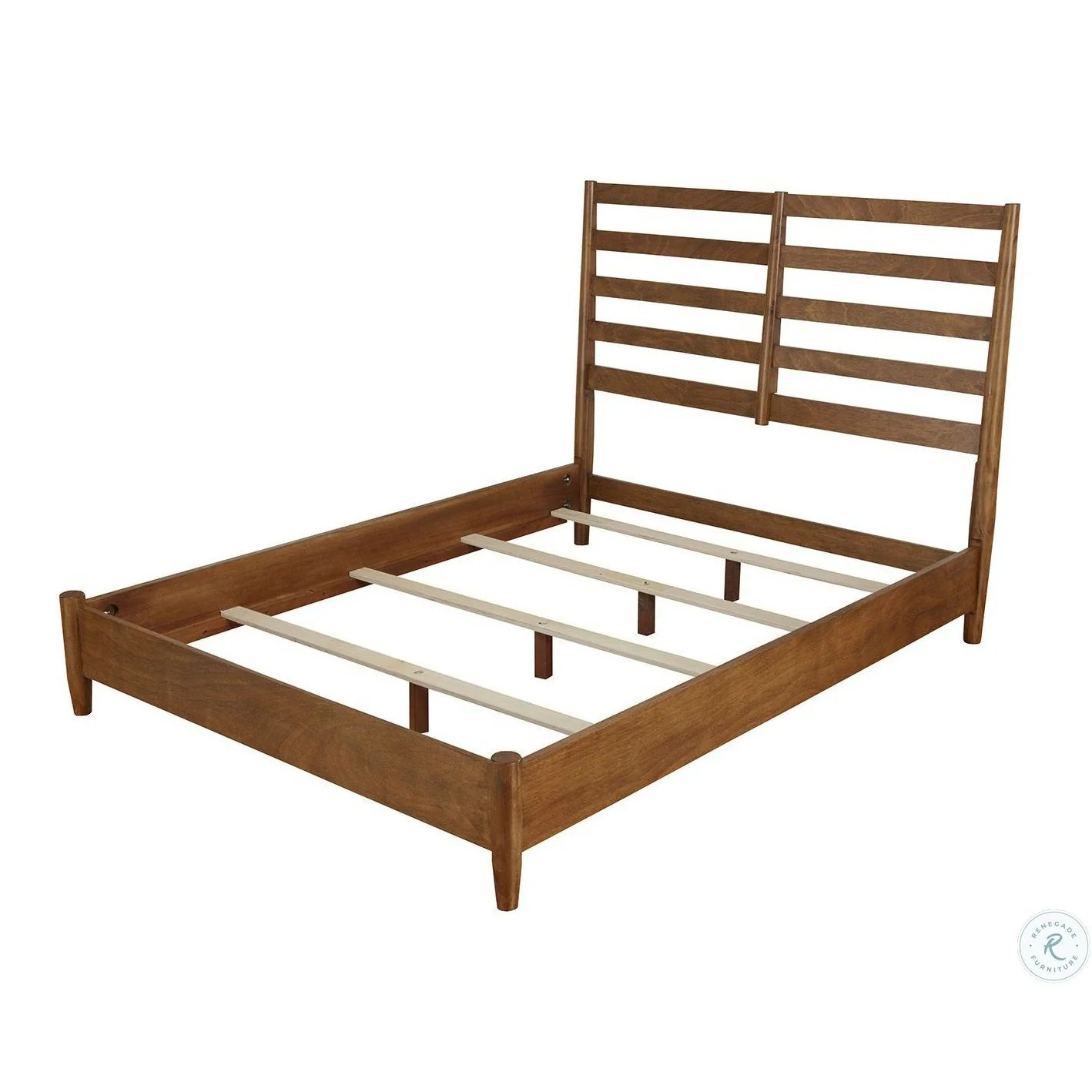 Alpine Furniture Flynn Retro Standard King Bed w/Slat Back Headboard, Acorn 1066-27EK - Image 6