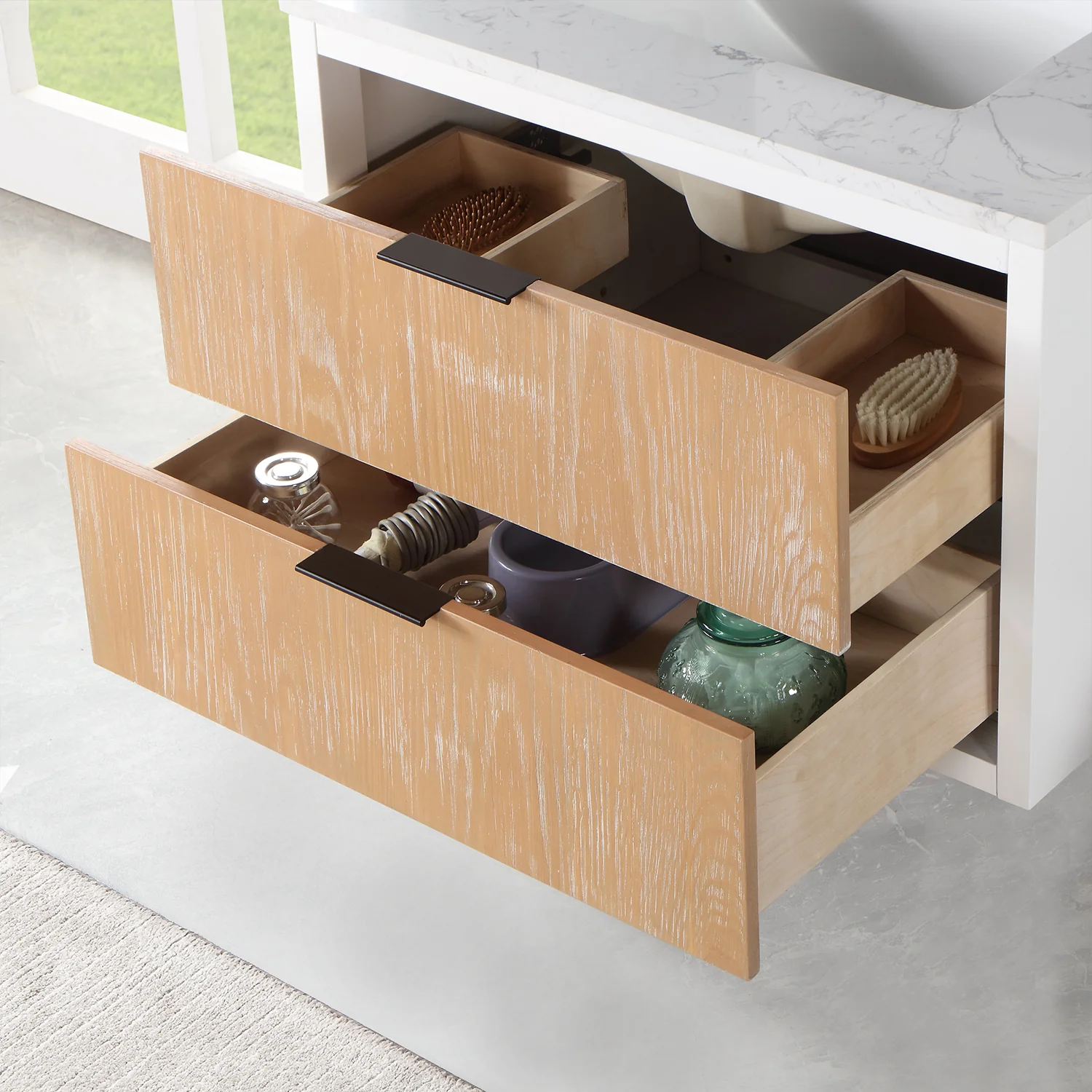 Altair Design Dione 30" Single Bathroom Vanity in Weathered Pine with Aosta White Composite Stone Countertop - Image 6