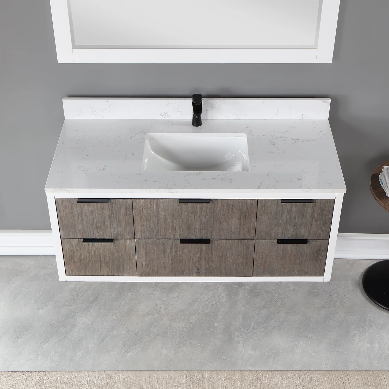 Altair Design Dione 48" Single Bathroom Vanity in Classical Gray with Aosta White Composite Stone Countertop - Image 7