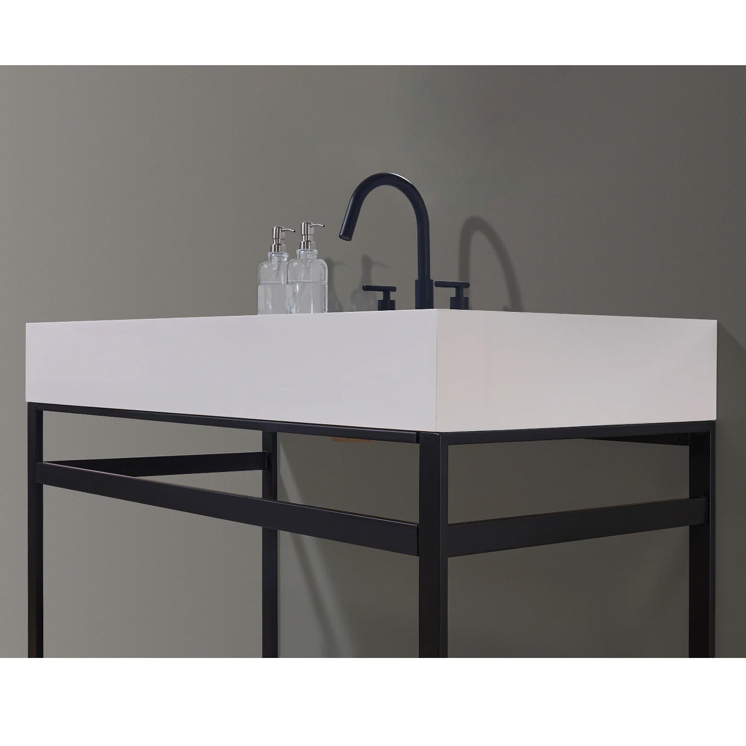 Altair Design Edolo 48" Single Stainless Steel Vanity Console in Matt Black with Snow White Stone Countertop - Image 12