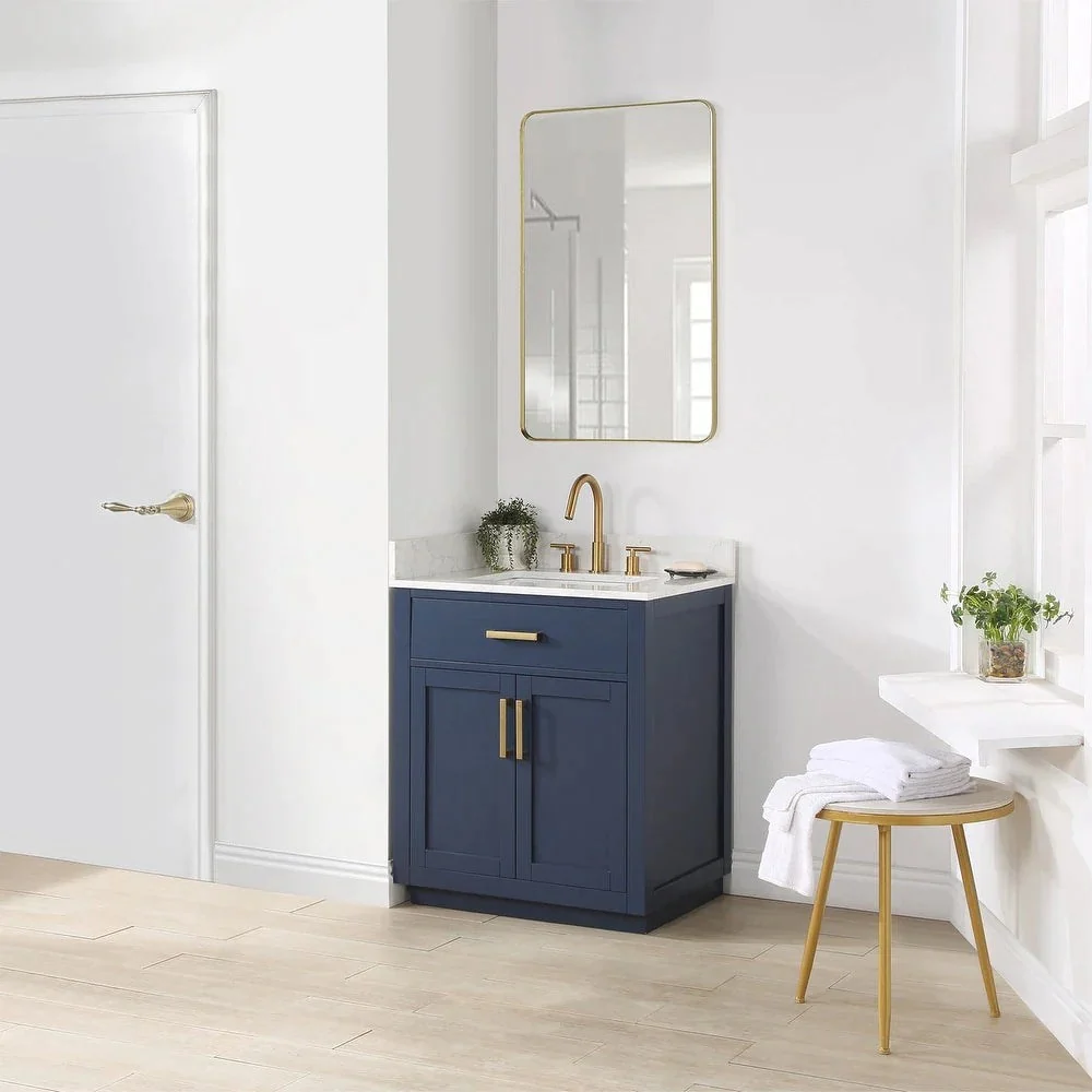 Altair Design Gavino 30" Single Bathroom Vanity in Royal Blue with Grain White Composite Stone Countertop - Image 5