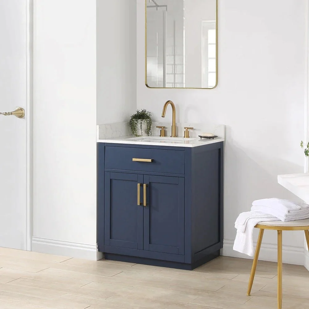 Altair Design Gavino 30" Single Bathroom Vanity in Royal Blue with Grain White Composite Stone Countertop - Image 6