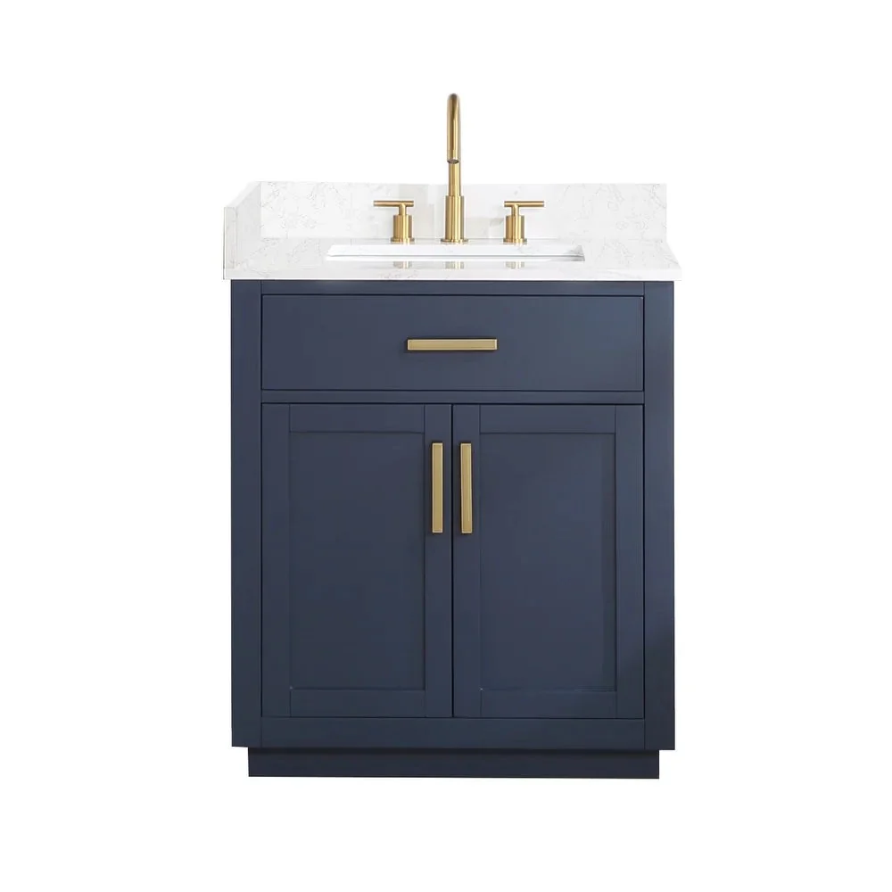 Altair Design Gavino 30" Single Bathroom Vanity in Royal Blue with Grain White Composite Stone Countertop - Image 9