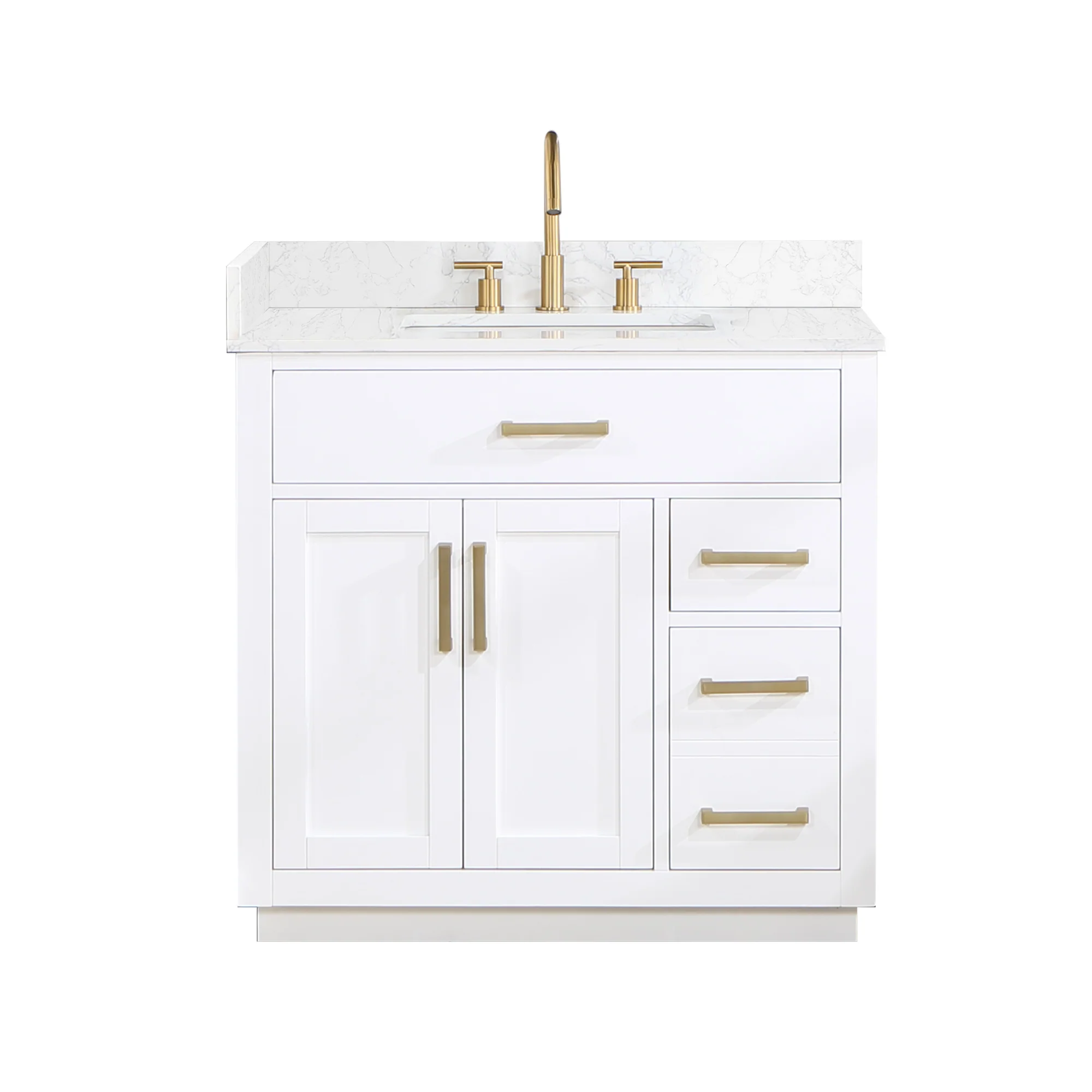 Altair Design Gavino 36" Single Bathroom Vanity in White with Grain White Composite Stone Countertop - Image 14