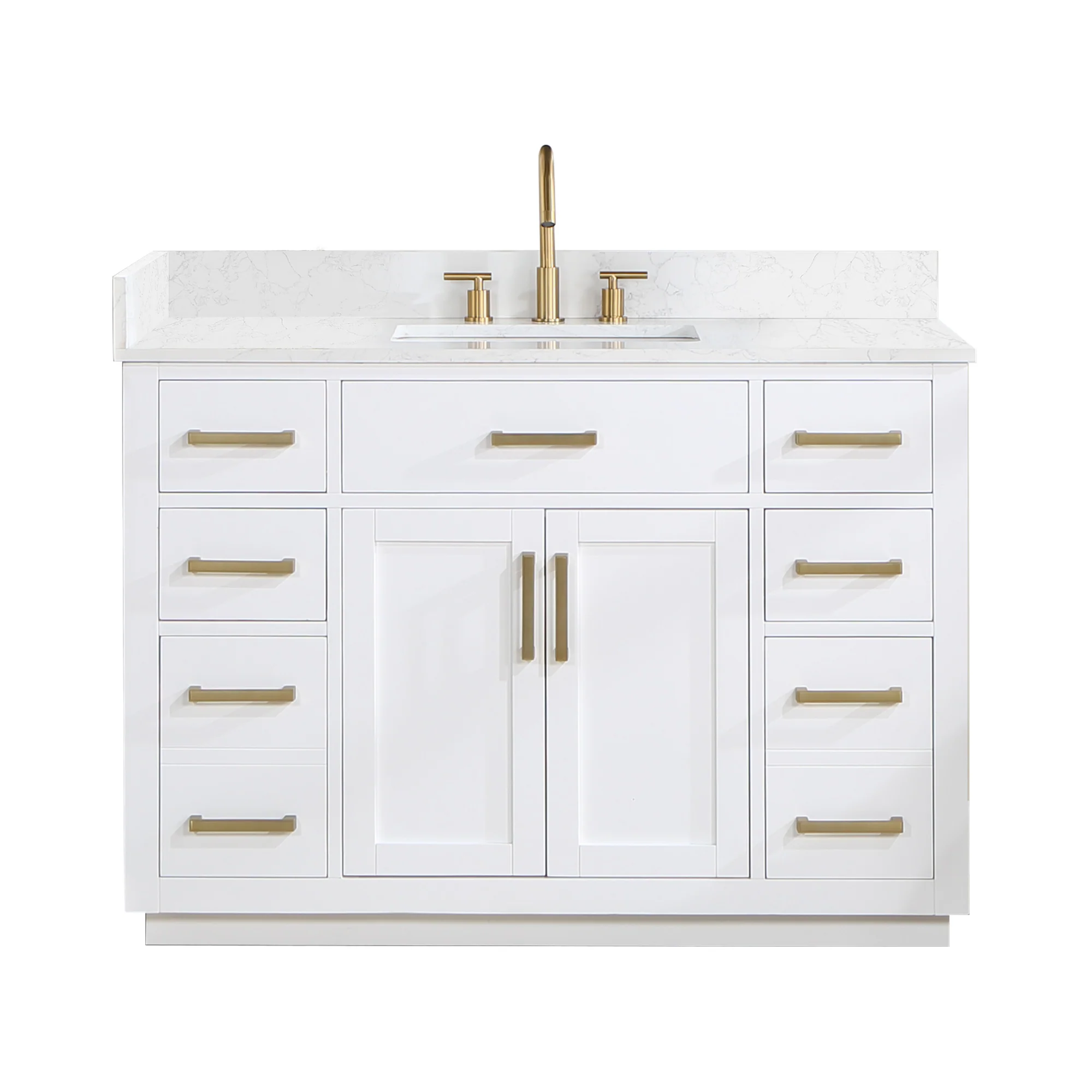 Altair Design Gavino 48" Single Bathroom Vanity in White with Grain White Composite Stone Countertop - Image 15