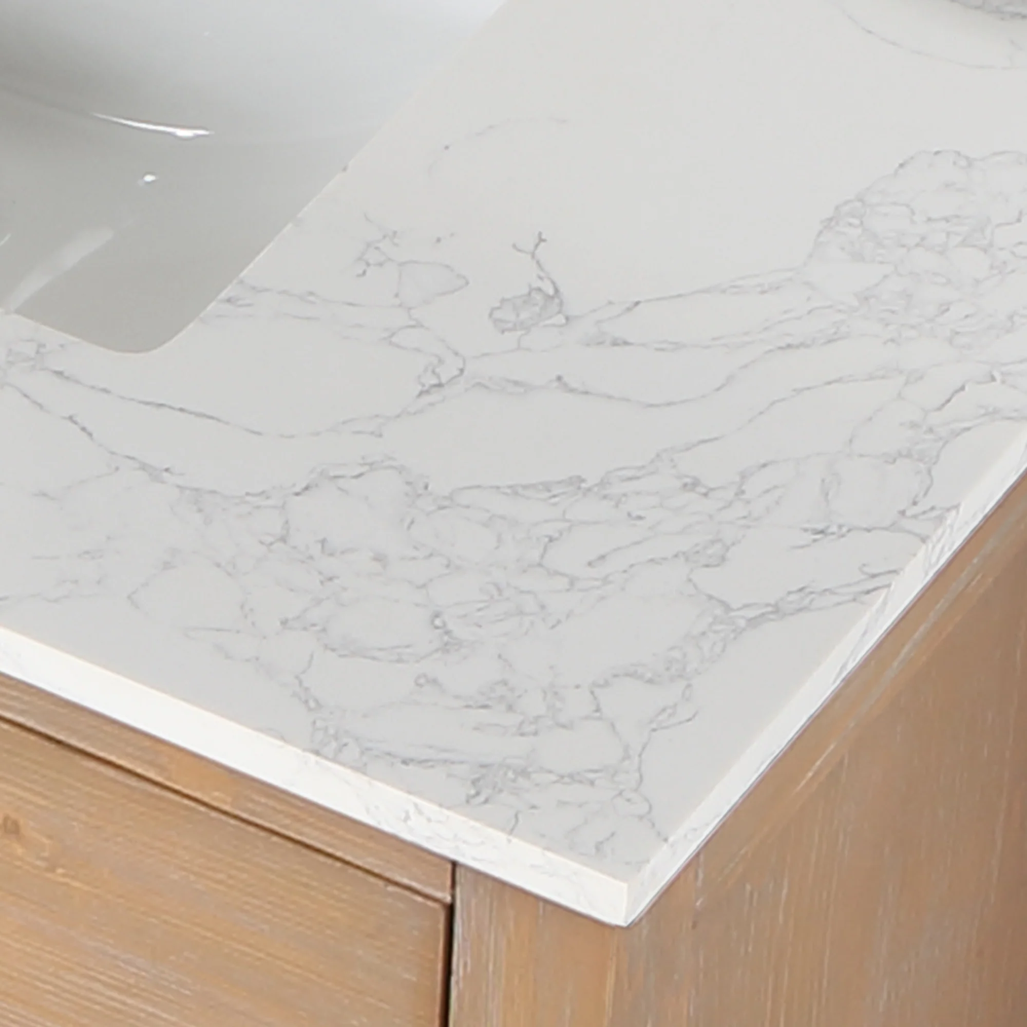 Altair Design Gavino 72" Double Bathroom Vanity in Light Brown with Grain White Composite Stone Countertop - Image 19