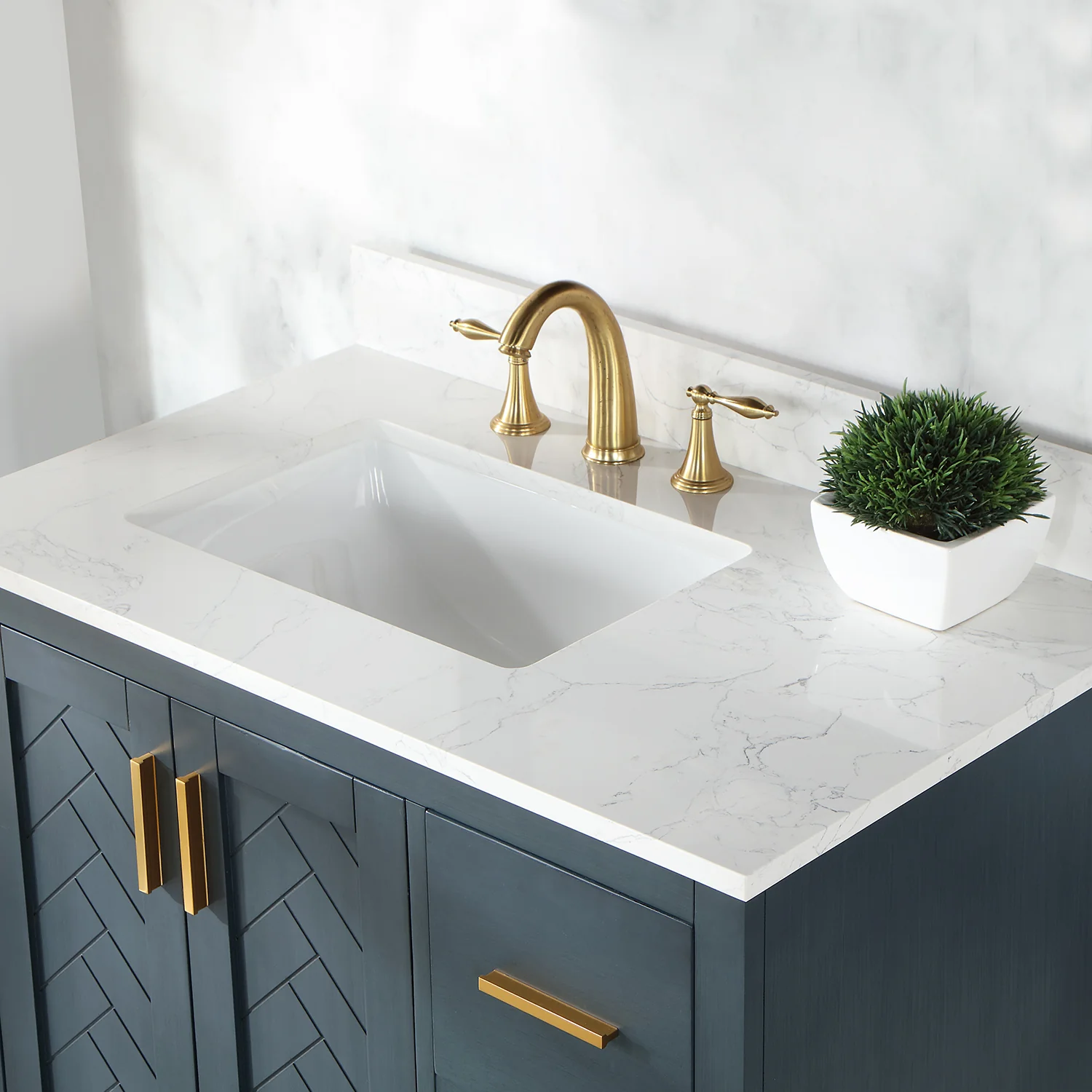 Altair Design Gazsi 36" Single Bathroom Vanity Set in Classic Blue with Grain White Composite Stone Countertop - Image 16