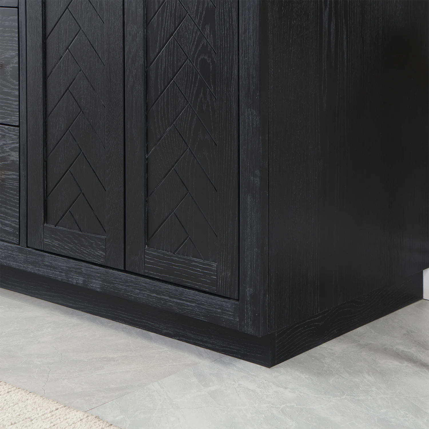 Altair Design Gazsi 60" Double Bathroom Vanity Set in Black Oak with Grain White Composite Stone Countertop - Image 4