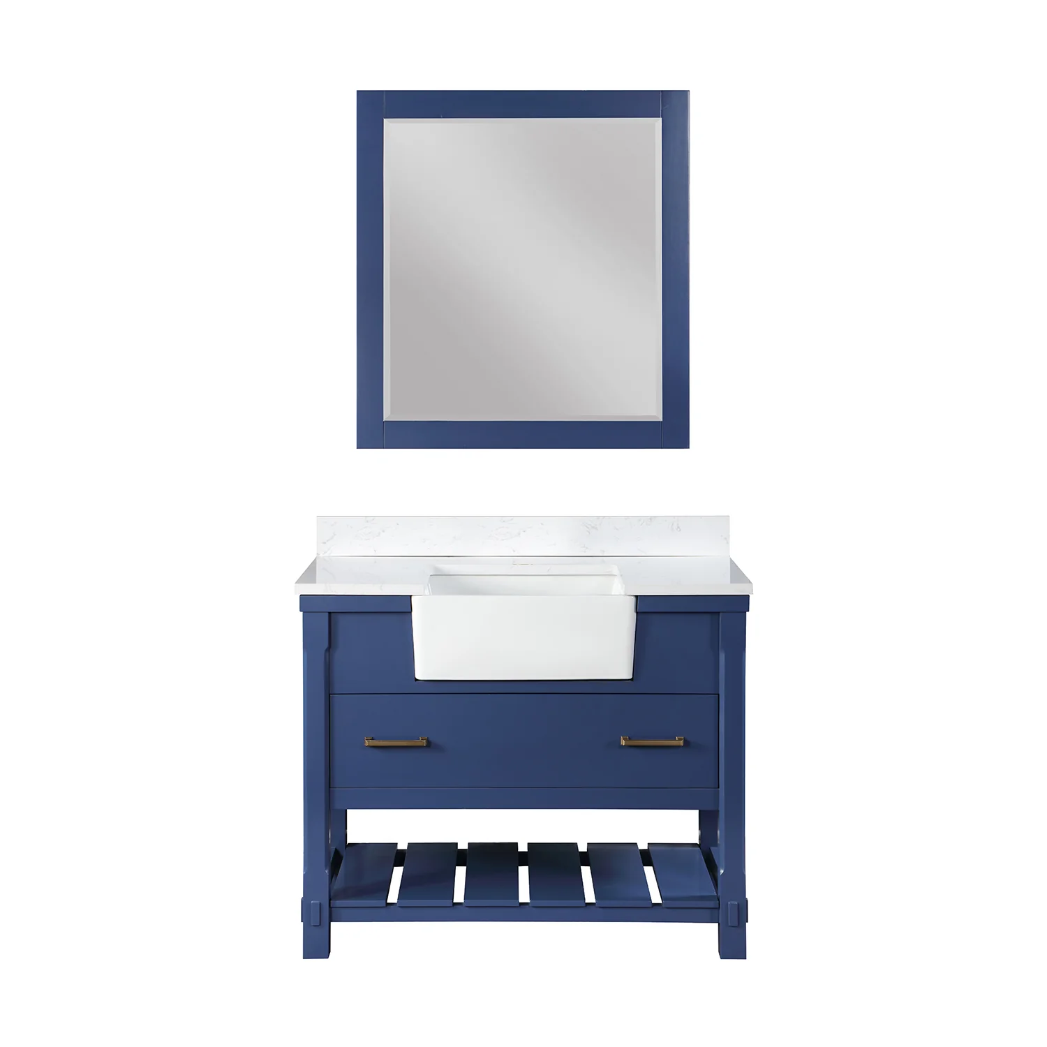 Altair Design Georgia 42" Single Bathroom Vanity Set in Jewelry Blue and Aosta White Composite Stone Top with White Farmhouse Basin - Image 2