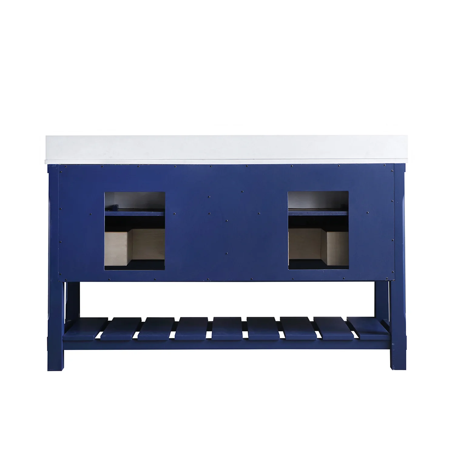 Altair Design Georgia 60" Double Bathroom Vanity Set in Jewelry Blue and Aosta White Composite Stone Top with White Farmhouse Basin - Image 15