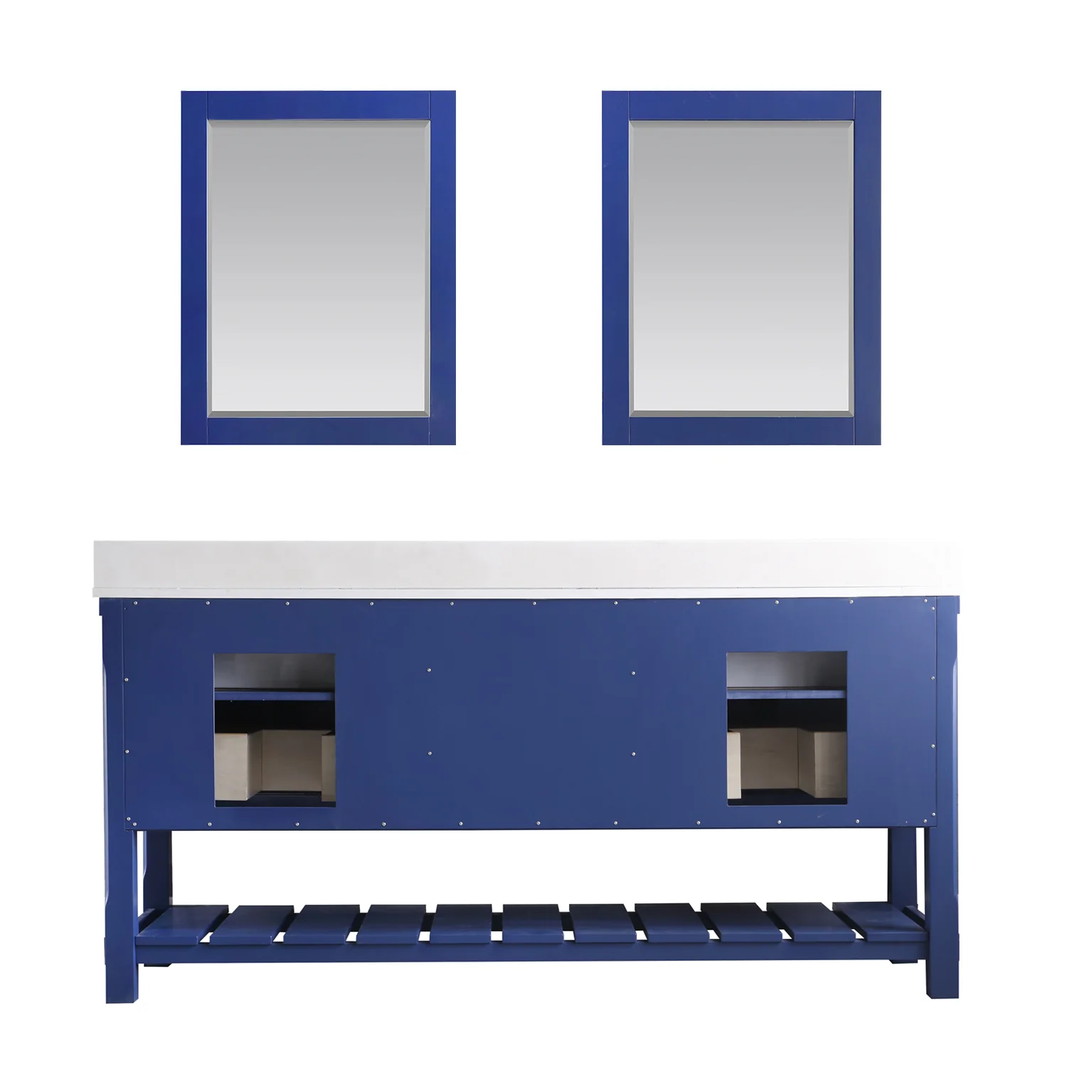 Altair Design Georgia 72" Double Bathroom Vanity Set in Jewelry Blue and Aosta White Composite Stone Top with White Farmhouse Basin - Image 12