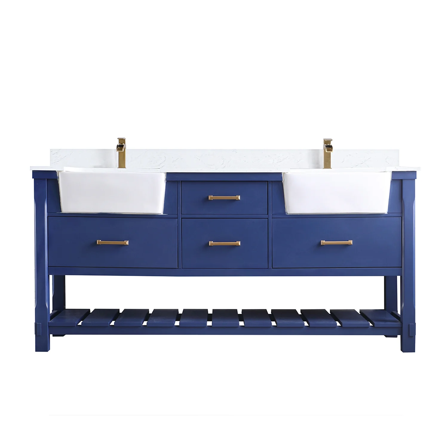 Altair Design Georgia 72" Double Bathroom Vanity Set in Jewelry Blue and Aosta White Composite Stone Top with White Farmhouse Basin - Image 13