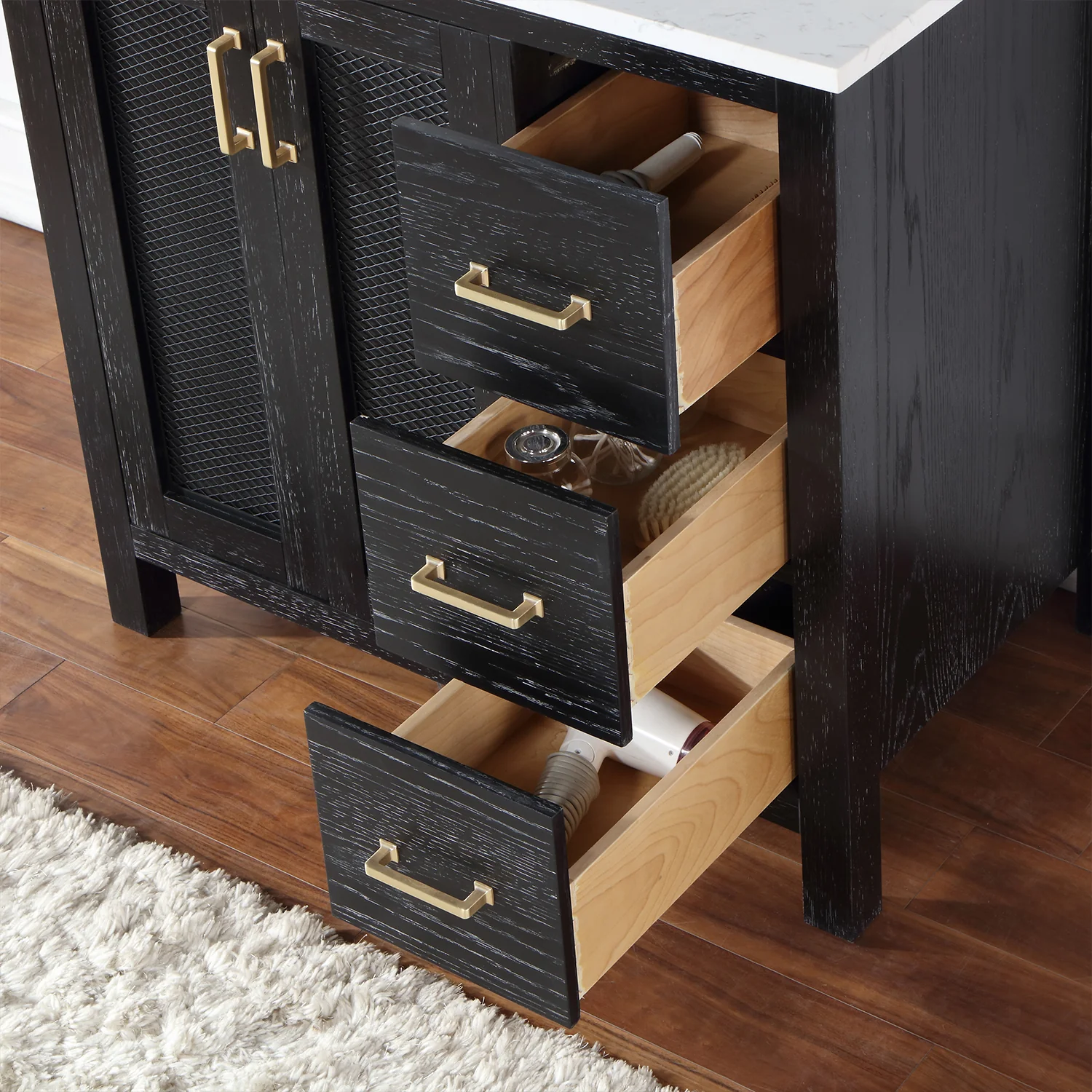 Altair Design Hadiya 36" Single Bathroom Vanity Set in Black Oak with Aosta White Composite Stone Countertop - Image 14