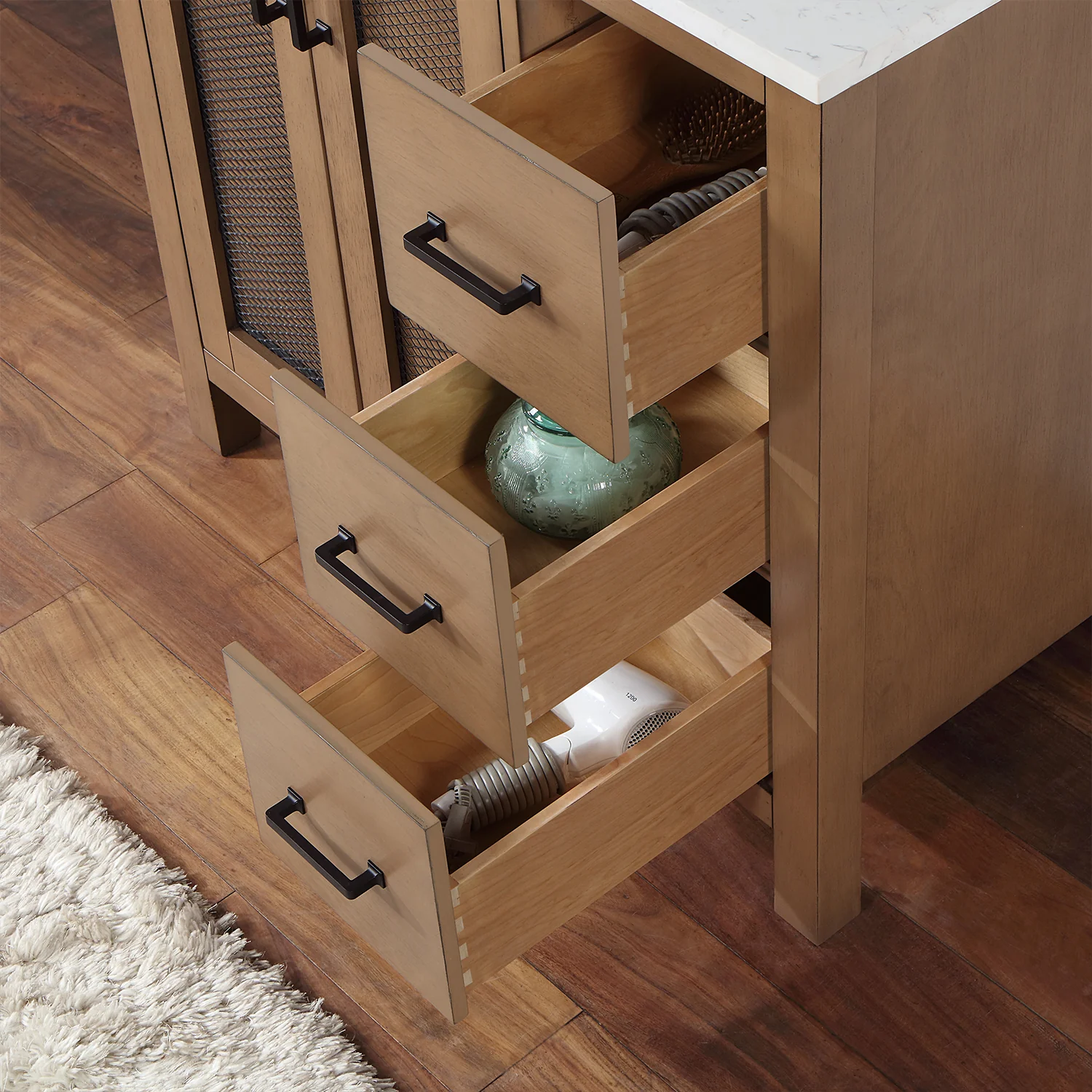 Altair Design Hadiya 36" Single Bathroom Vanity Set in Brown Pine with Aosta White Composite Stone Countertop - Image 14