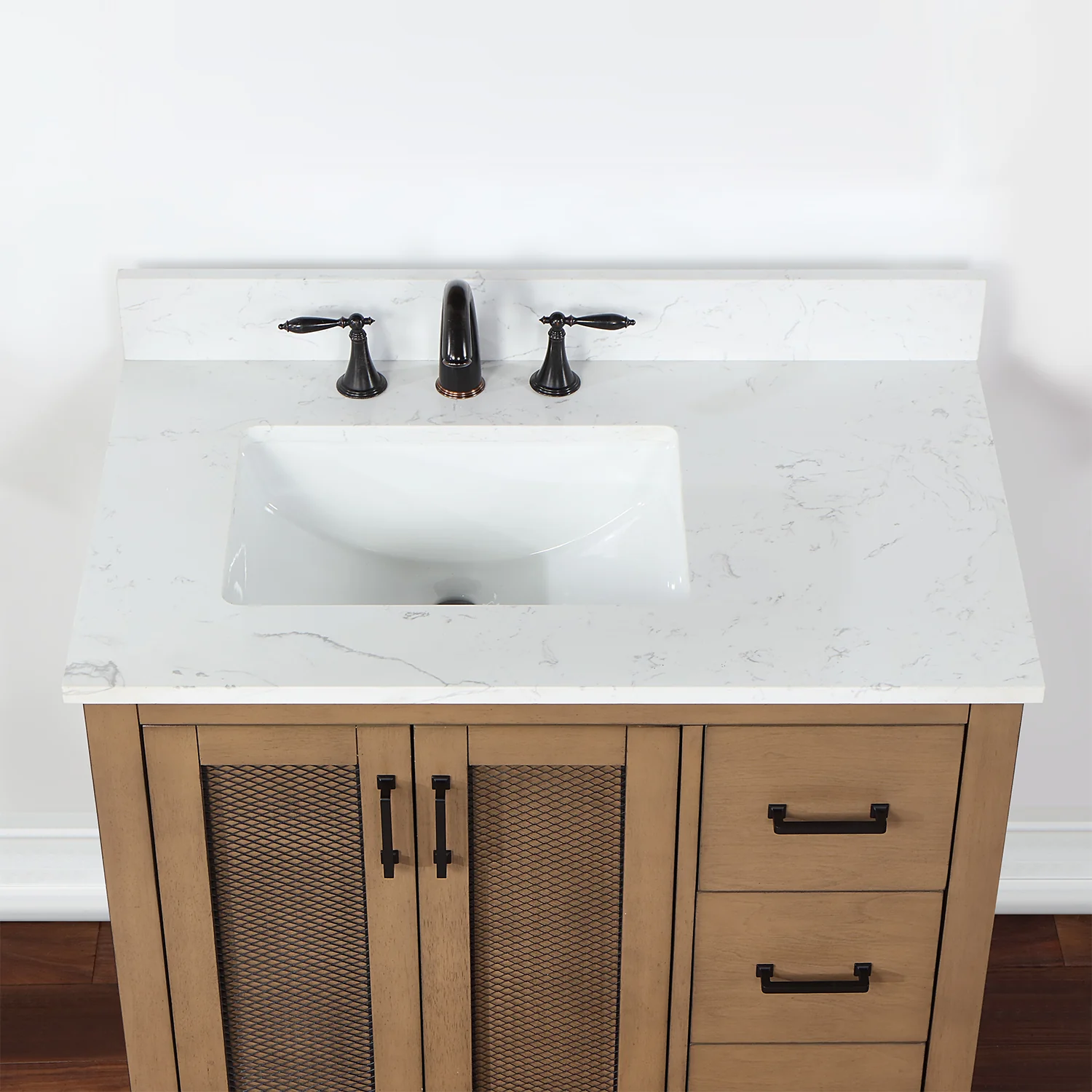 Altair Design Hadiya 36" Single Bathroom Vanity Set in Brown Pine with Aosta White Composite Stone Countertop - Image 15