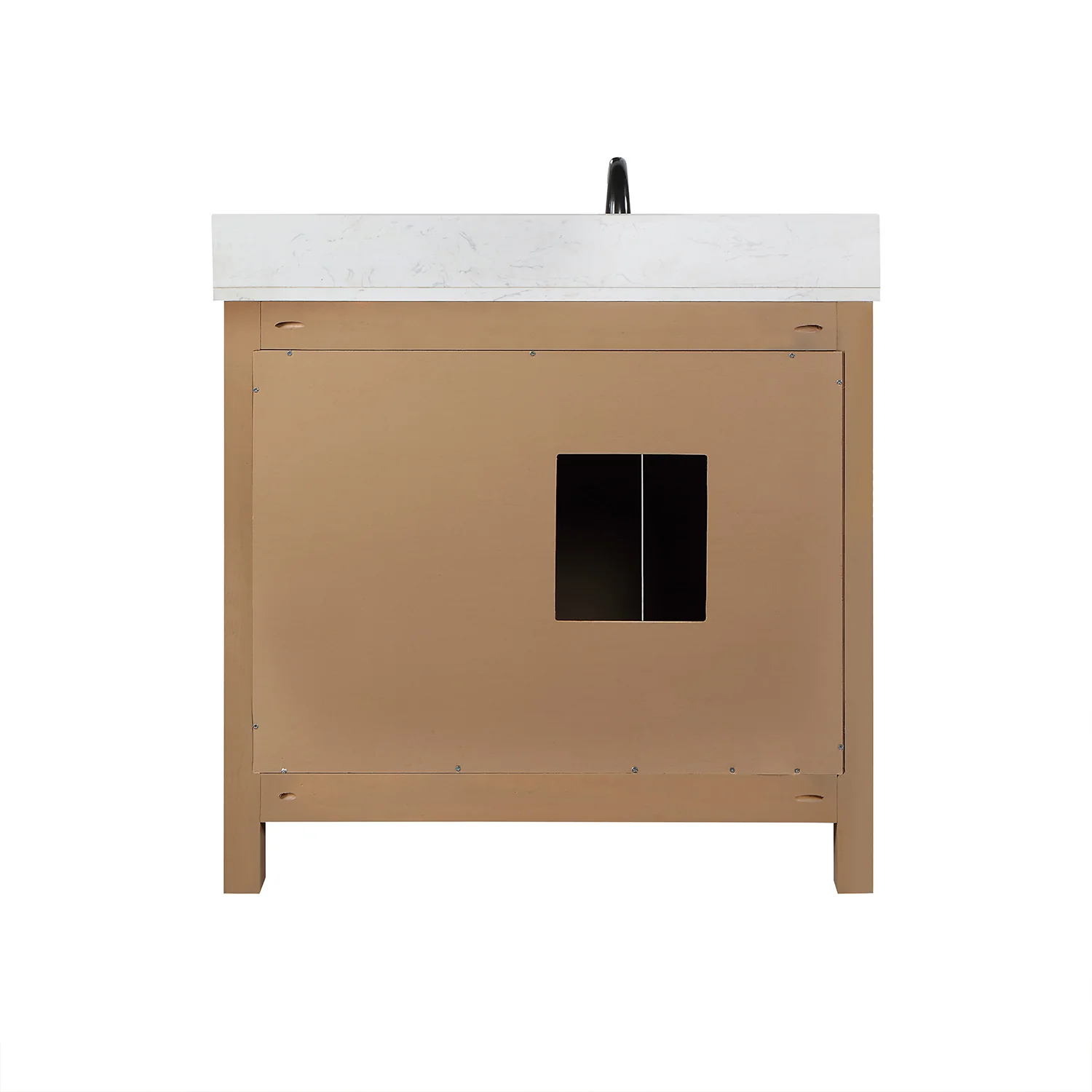 Altair Design Hadiya 36" Single Bathroom Vanity Set in Brown Pine with Aosta White Composite Stone Countertop - Image 17