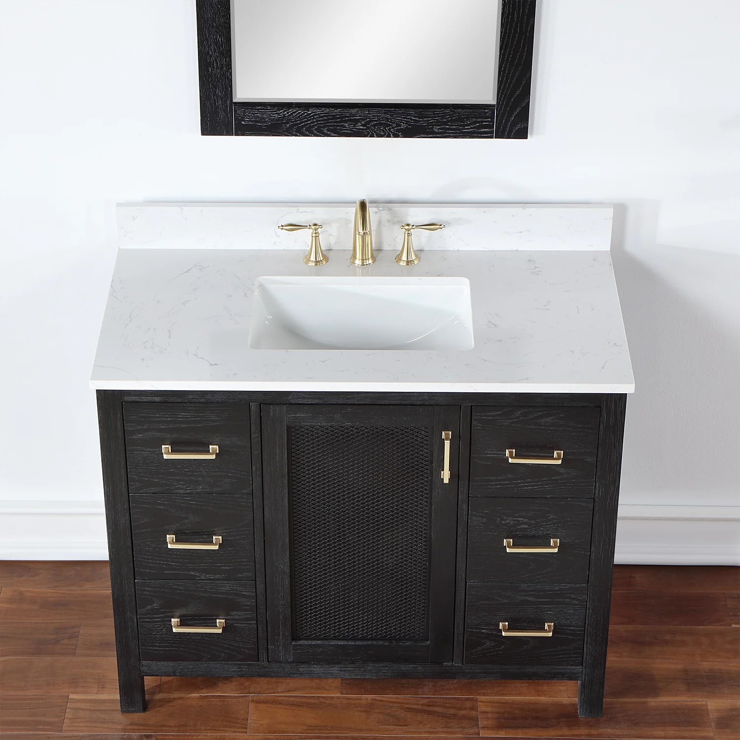 Altair Design Hadiya 42" Single Bathroom Vanity Set in Black Oak with Aosta White Composite Stone Countertop - Image 7