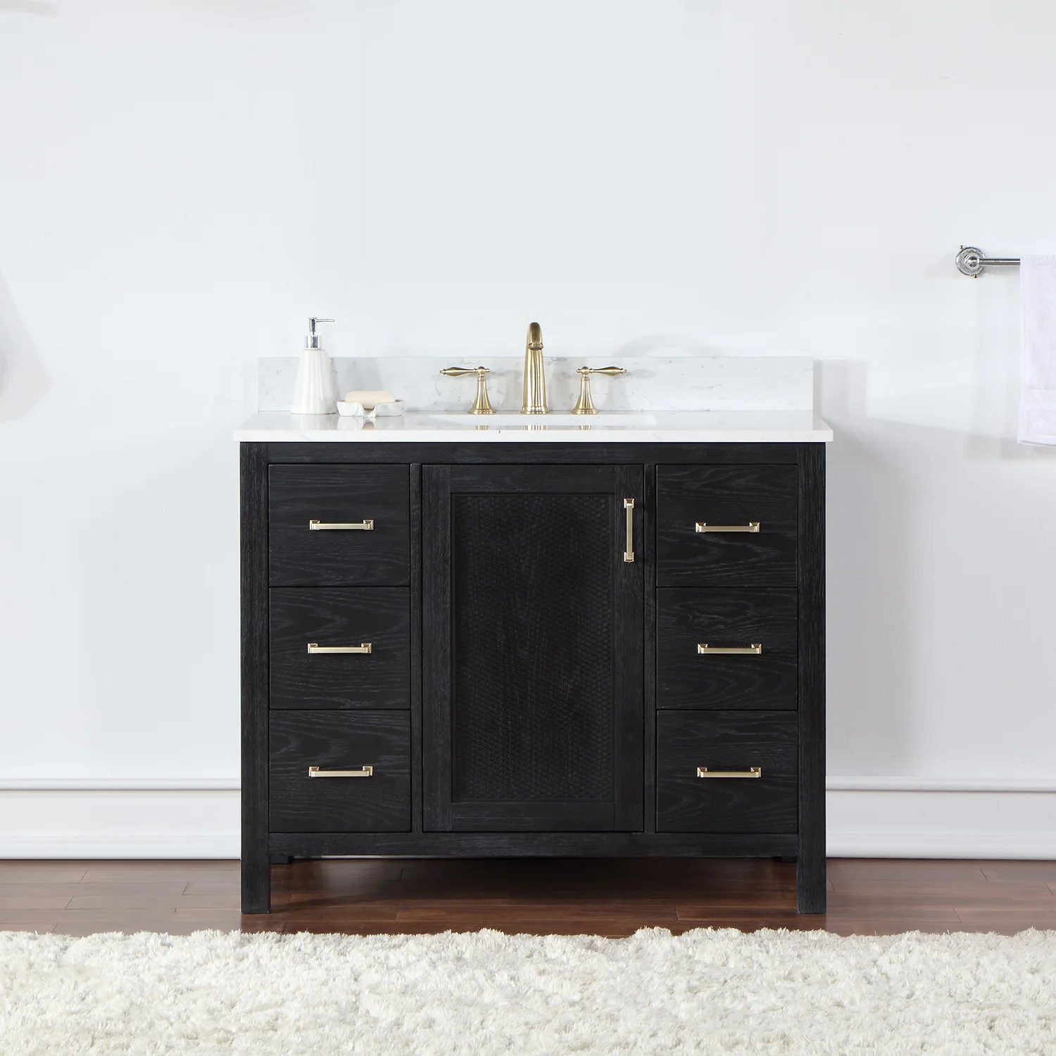Altair Design Hadiya 42" Single Bathroom Vanity Set in Black Oak with Aosta White Composite Stone Countertop - Image 9
