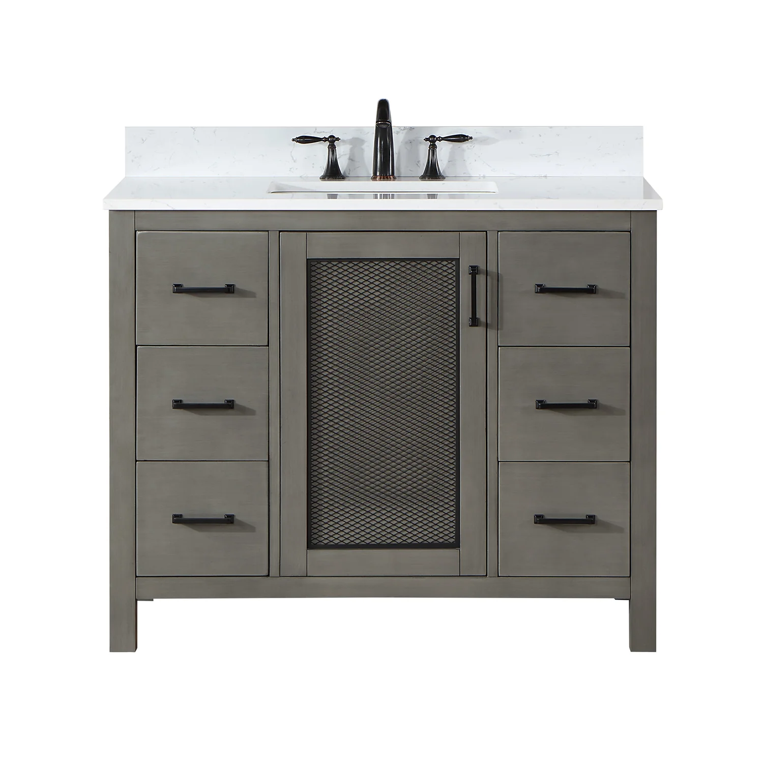 Altair Design Hadiya 42" Single Bathroom Vanity Set in Gray Pine with Aosta White Composite Stone Countertop - Image 10